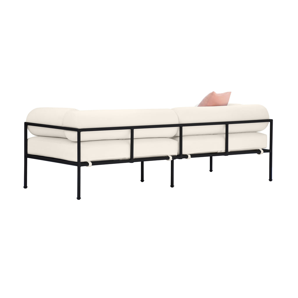 Vera 84" Cream Performance Fabric Outdoor Sofa
