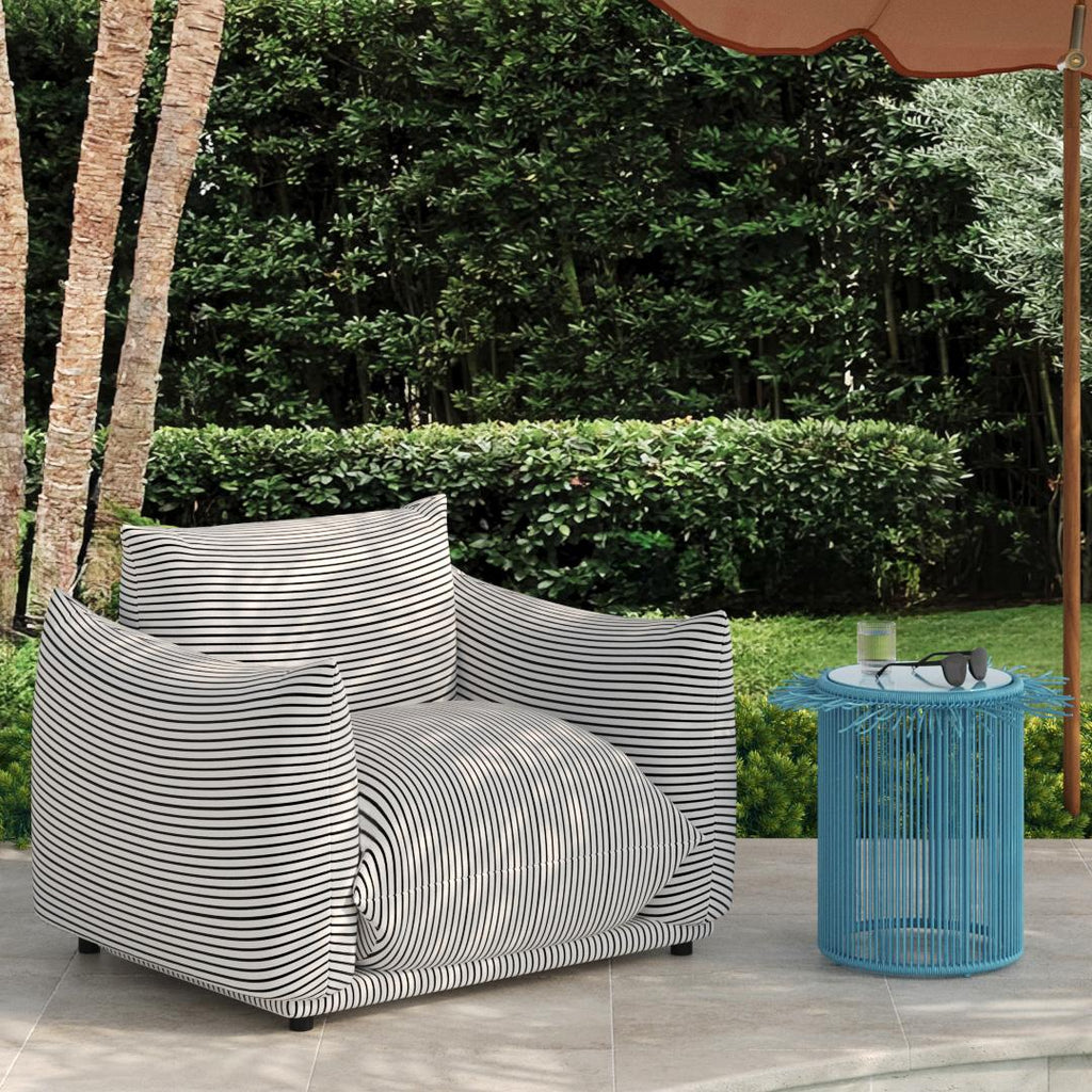 Saint Tropez Striped Stuffed Indoor/Outdoor Armchair
