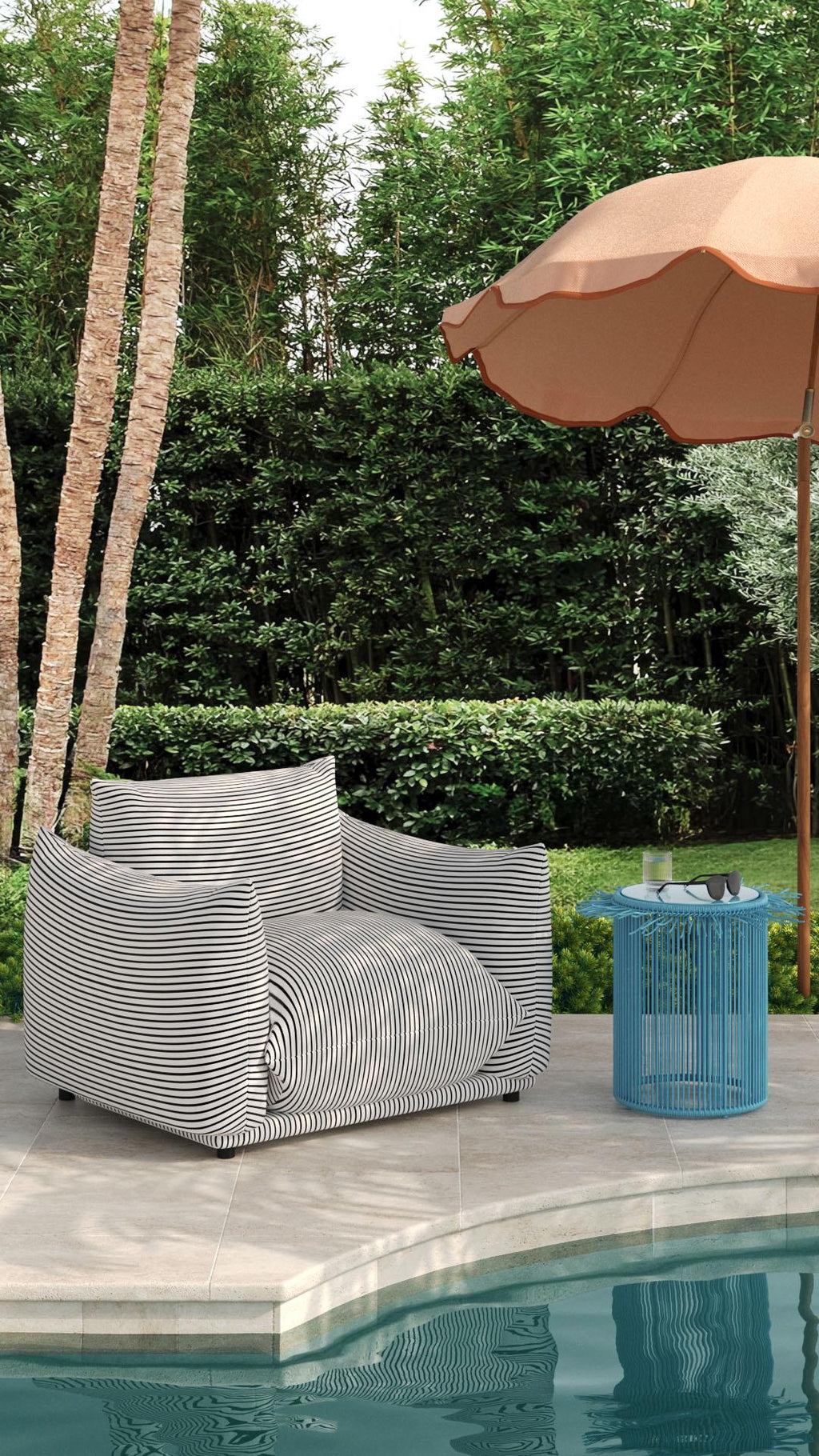 Saint Tropez Striped Stuffed Indoor/Outdoor Armchair
