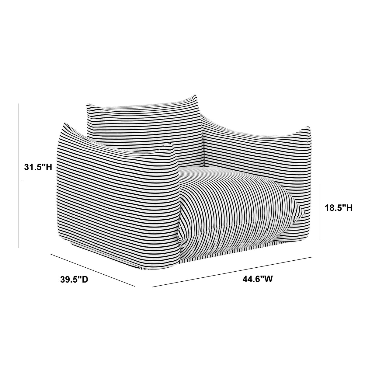Saint Tropez Striped Stuffed Indoor/Outdoor Armchair