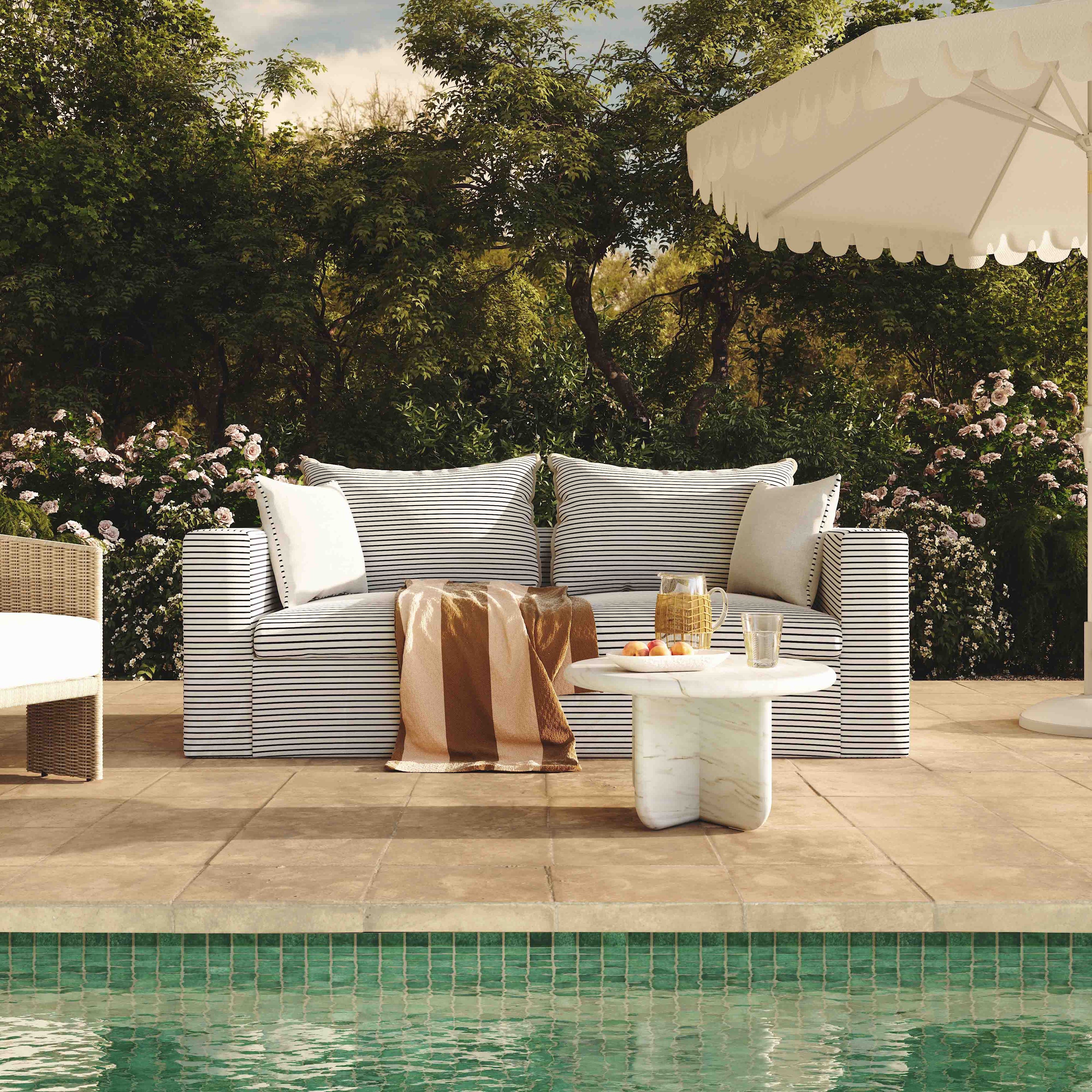 Salty 84.5" Striped Contract-Grade Indoor/Outdoor Sofa