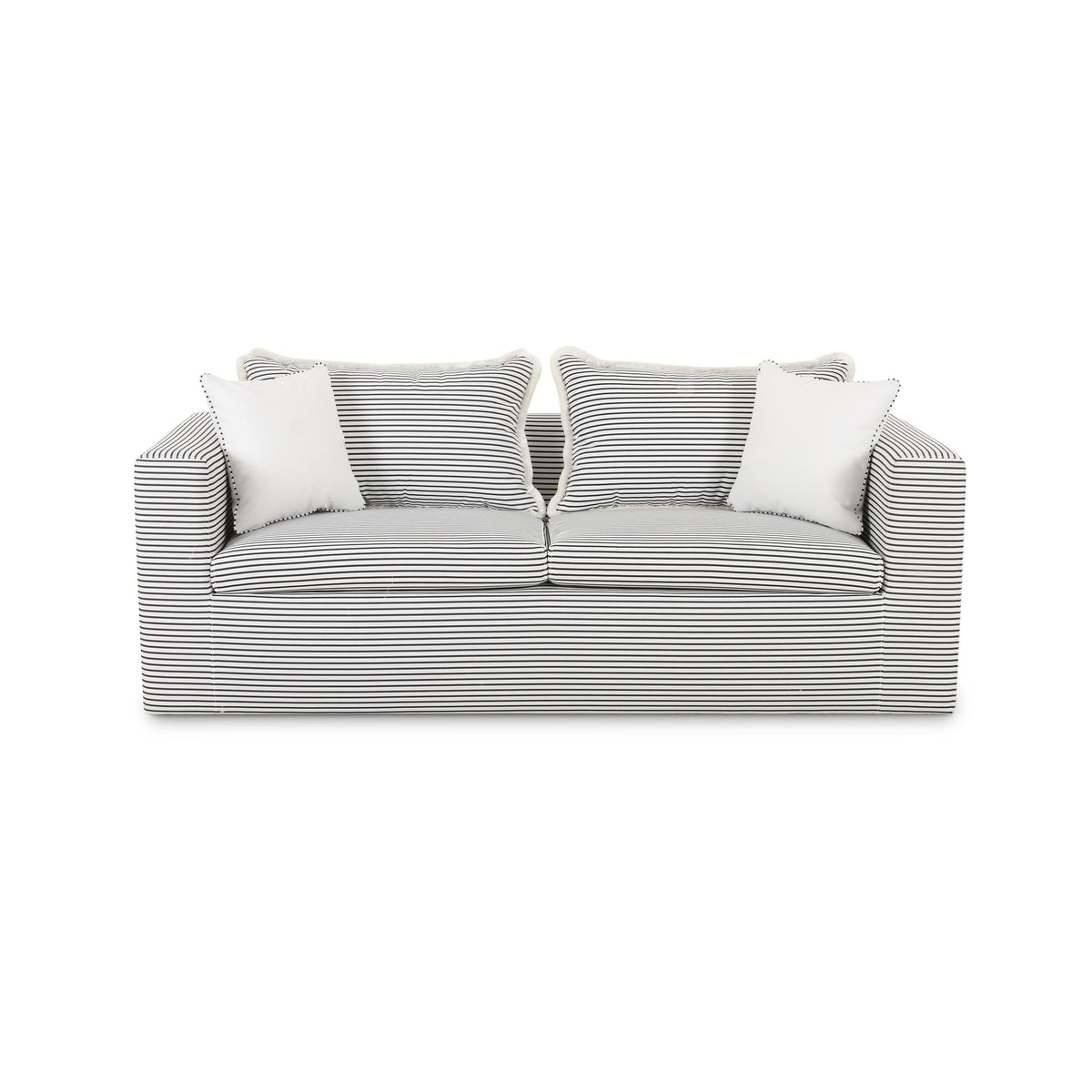 Salty 84.5" Striped Contract-Grade Indoor/Outdoor Sofa — Black null