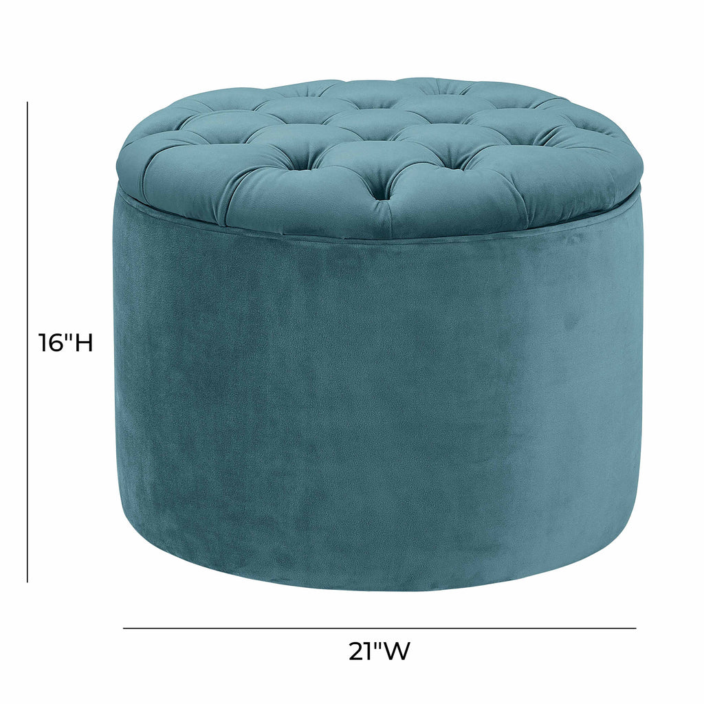 Queen Performance Velvet Round Storage Ottoman