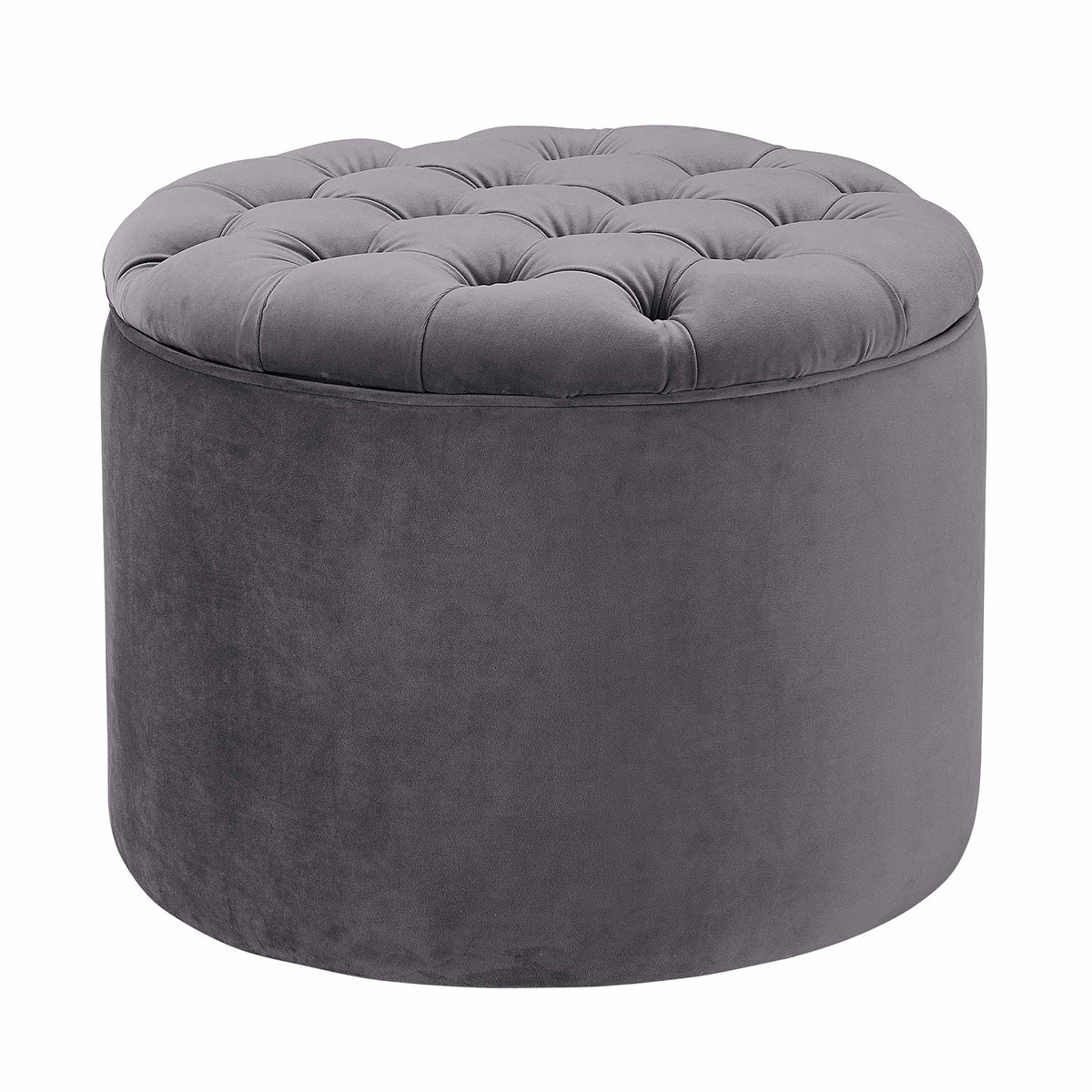 Performance Velvet Round Storage Ottoman — Grey null