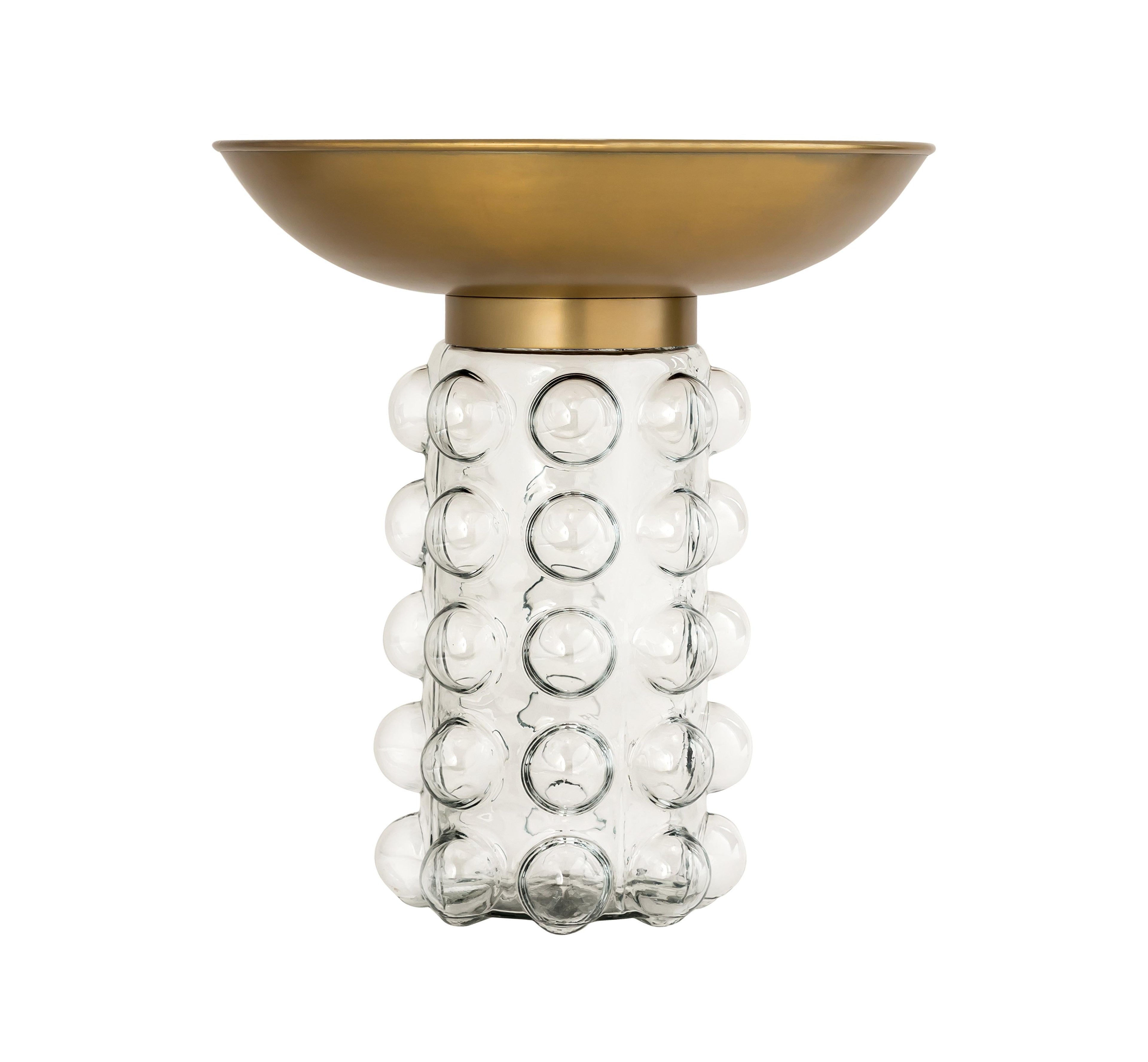 Bubble Glass and Brass Side Table