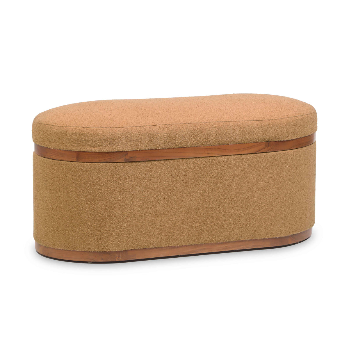Olivier 41" Boucle Oval Storage Ottoman — Peach null