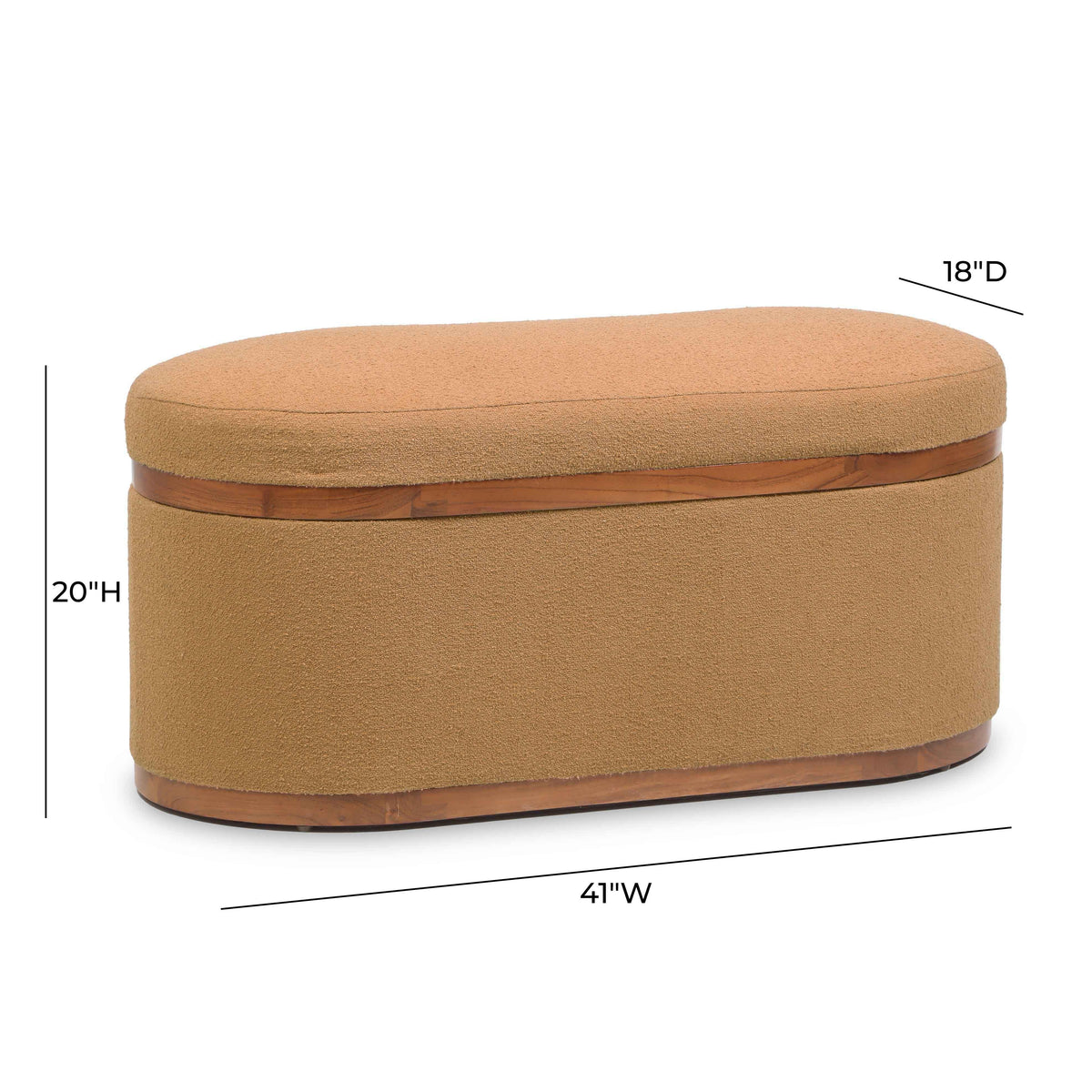 Olivier 41" Boucle Oval Storage Ottoman
