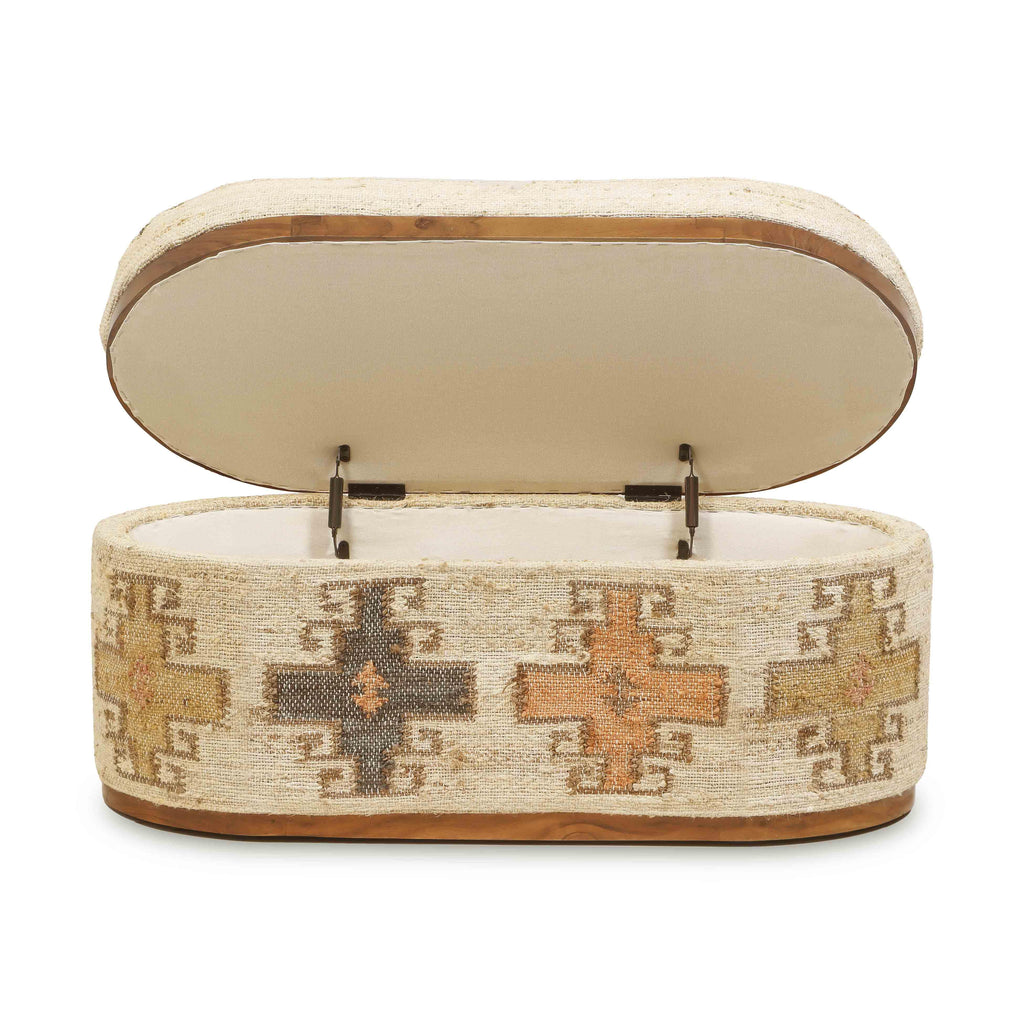 Olivier 41" Cotton Oval Storage Ottoman