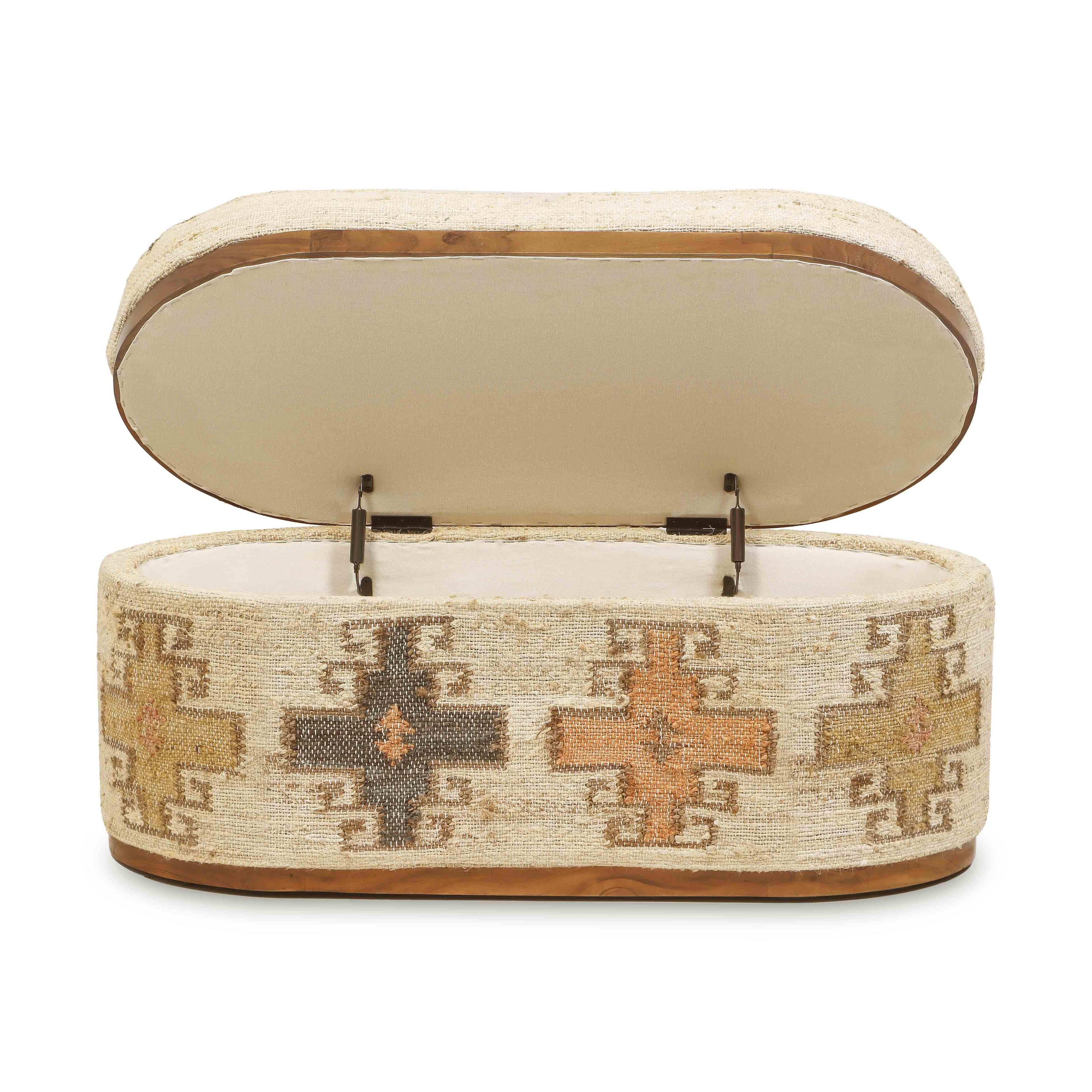 Olivier 41" Cotton Oval Storage Ottoman