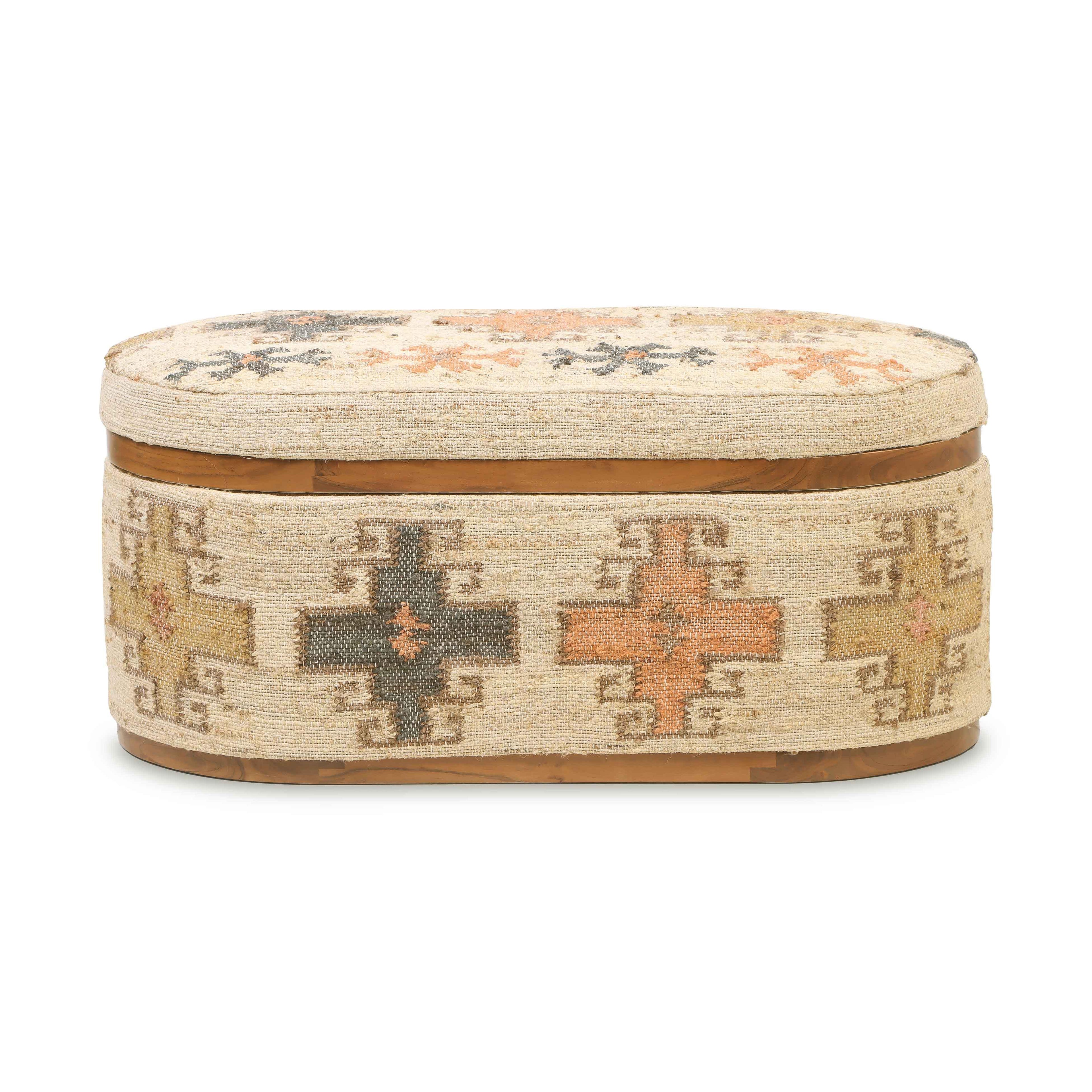 Olivier 41" Cotton Oval Storage Ottoman