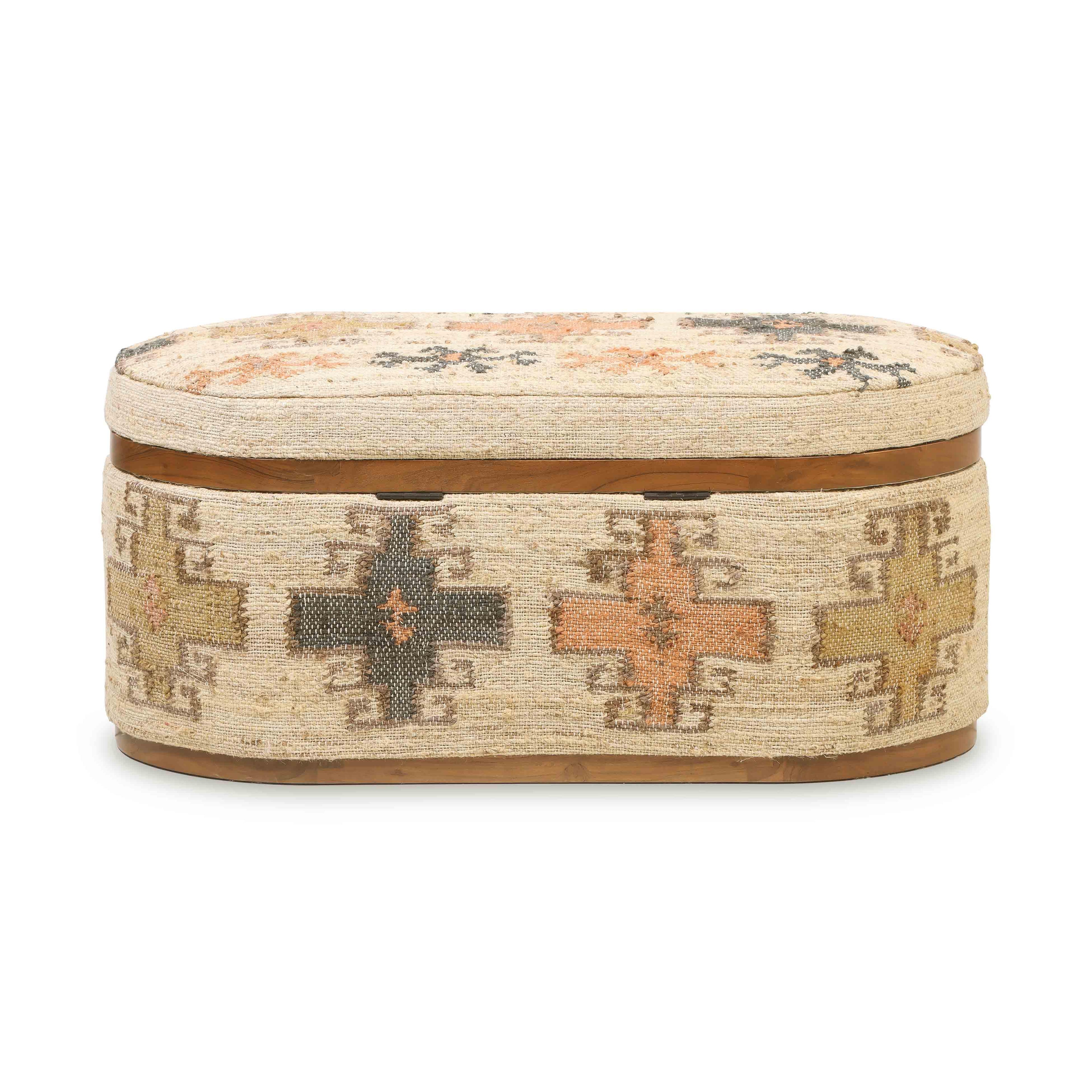 Olivier 41" Cotton Oval Storage Ottoman