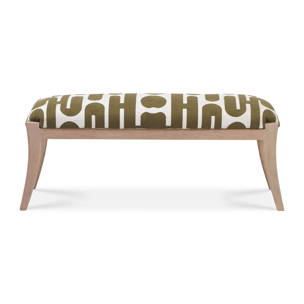 Arielle 48" Olive &amp; White Embroidered Bench