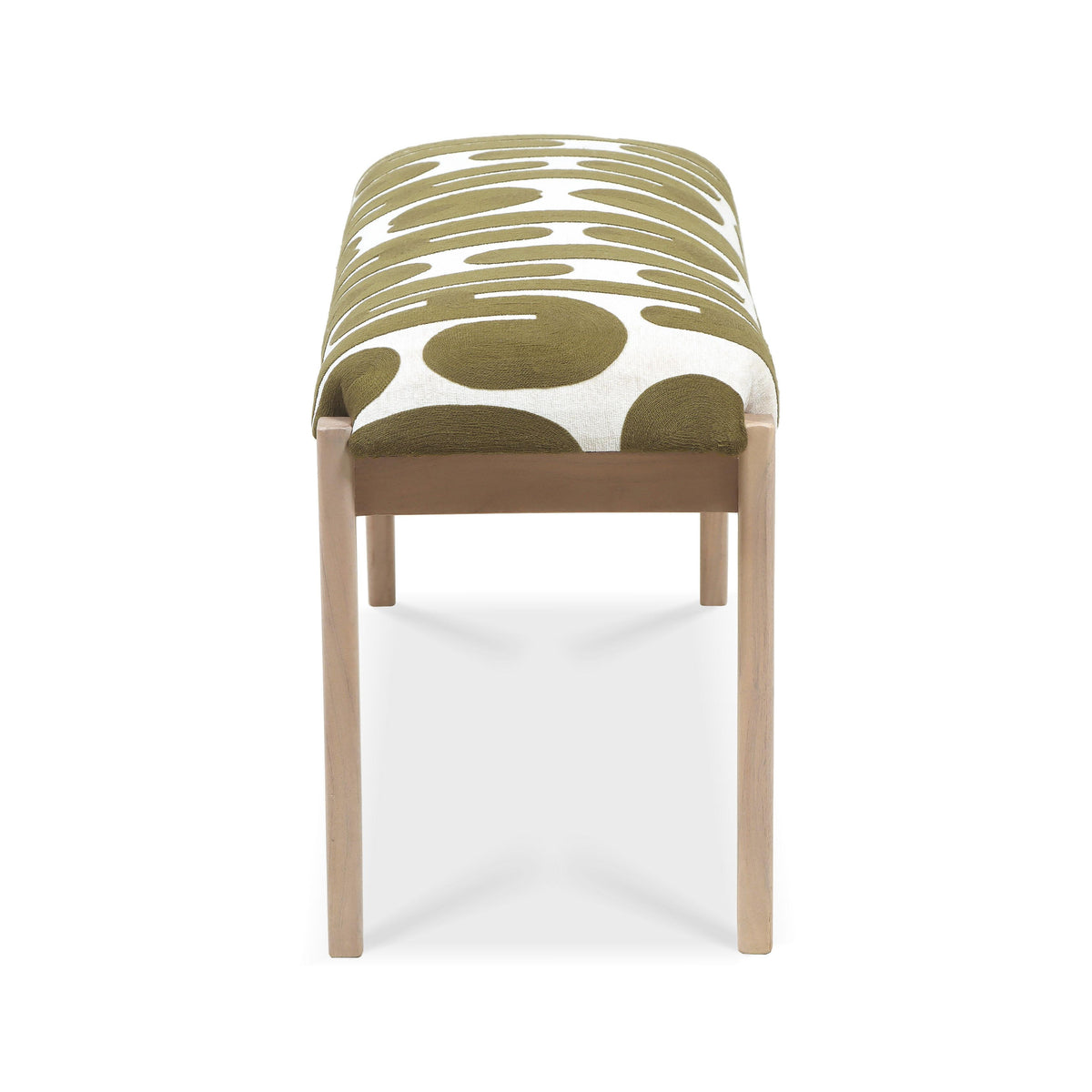 Arielle 48" Olive &amp; White Embroidered Bench