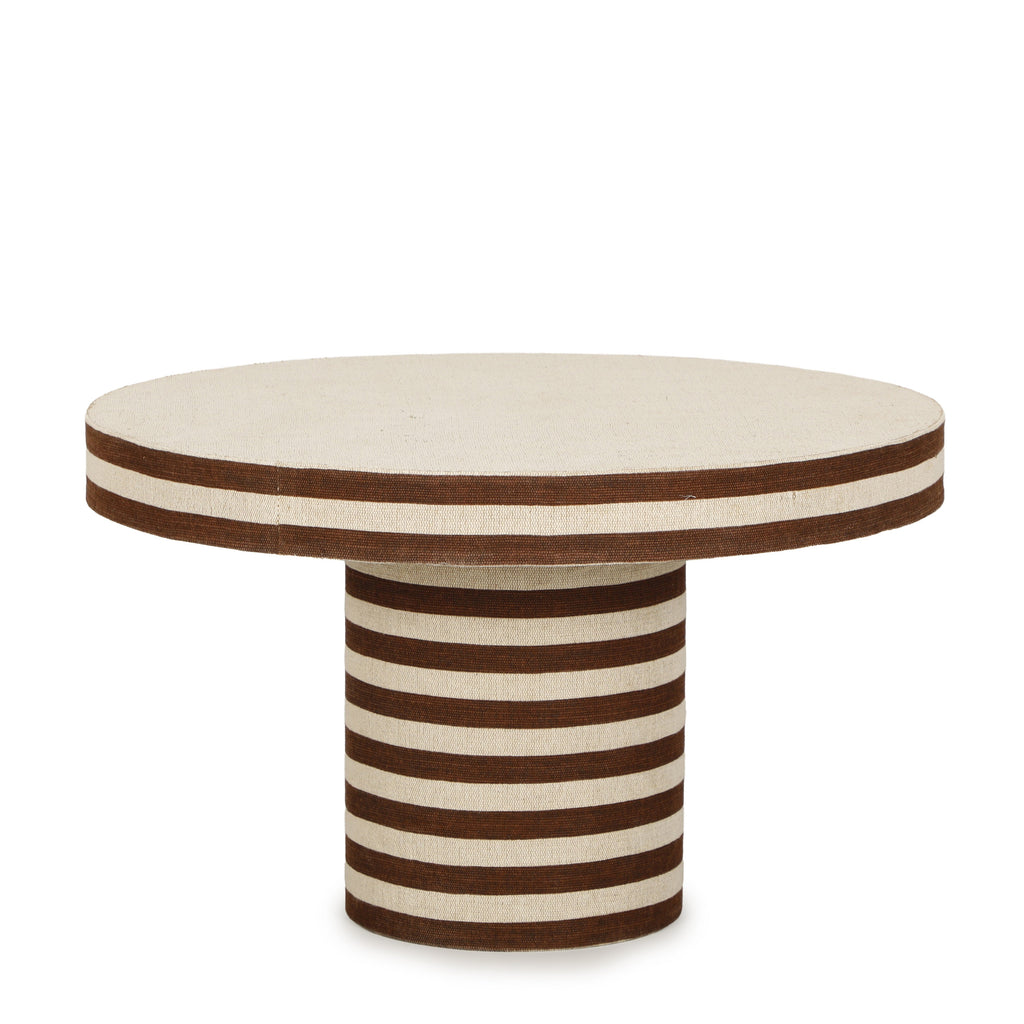 Lyra 30" Natural Striped Cotton Jute Contract-Grade Coffee Table