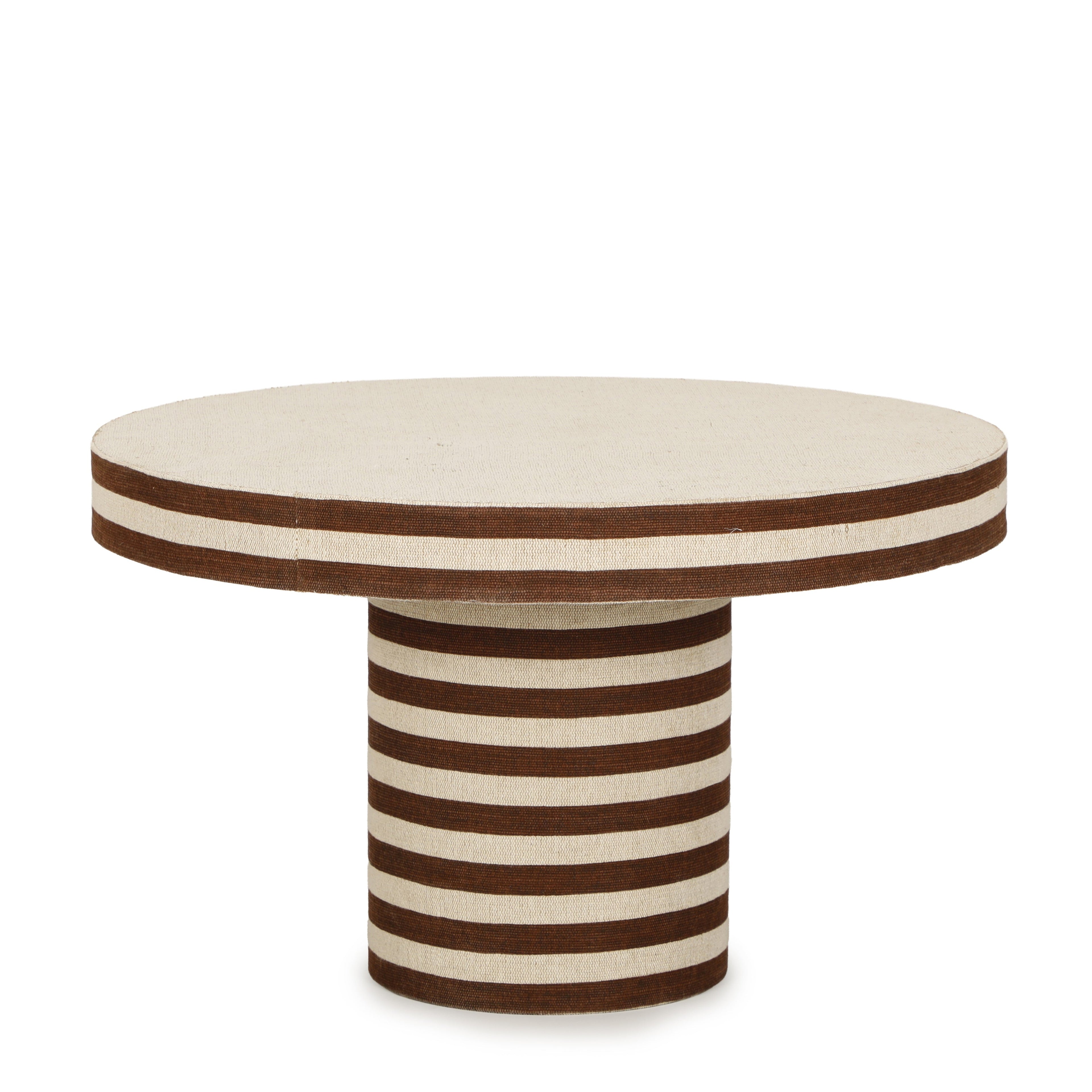 Lyra 30" Natural Striped Cotton Jute Contract-Grade Coffee Table