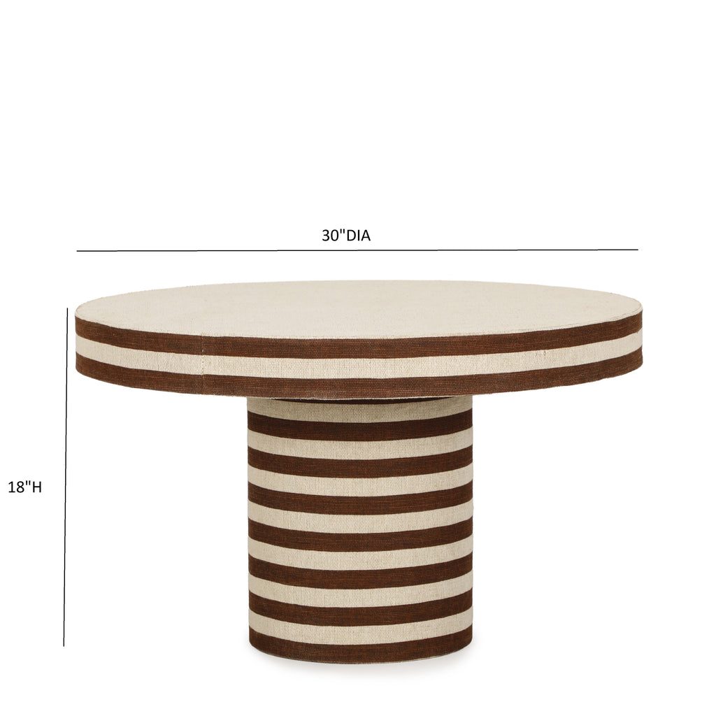 Lyra 30" Natural Striped Cotton Jute Contract-Grade Coffee Table