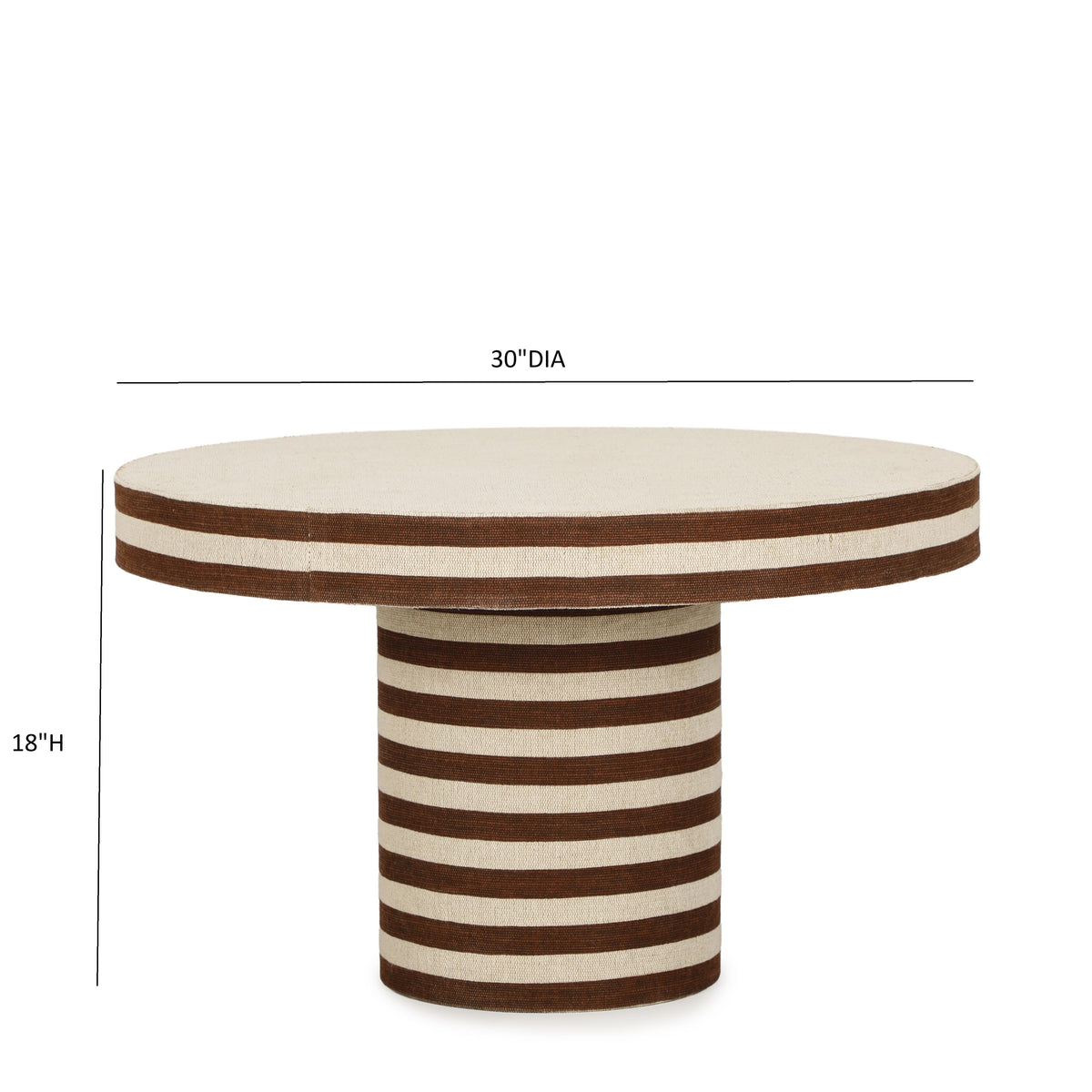 Lyra 30" Natural Striped Cotton Jute Contract-Grade Coffee Table