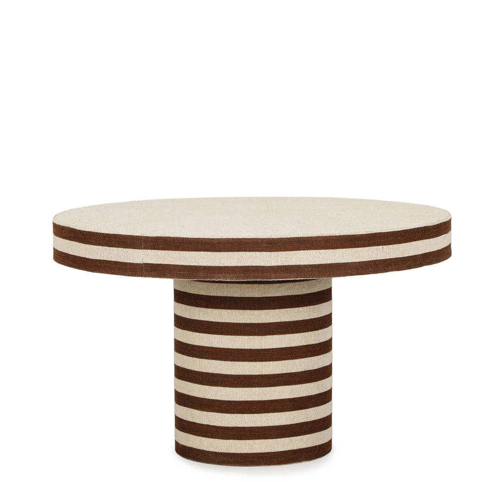 Lyra 30" Natural Striped Cotton Jute Contract-Grade Coffee Table