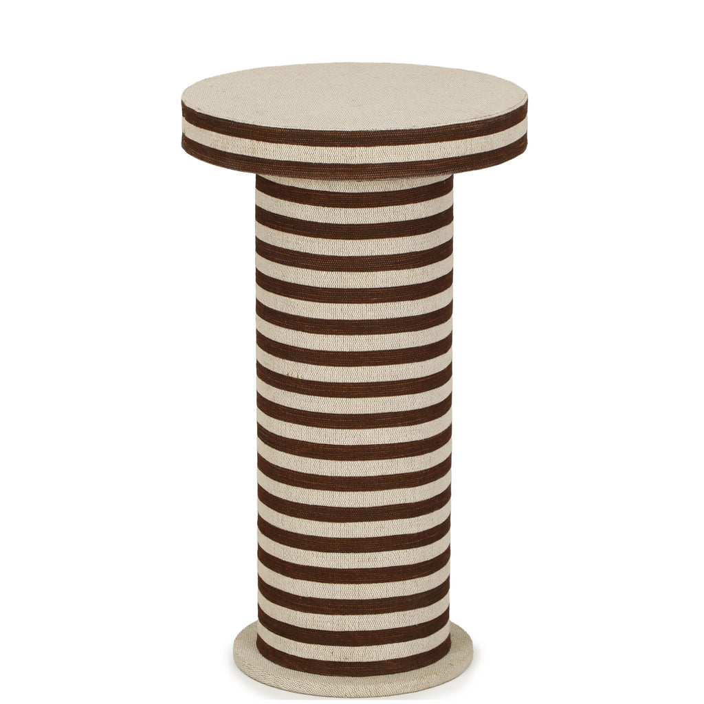 Lyra Natural Striped Cotton Jute Contract-Grade Side Table