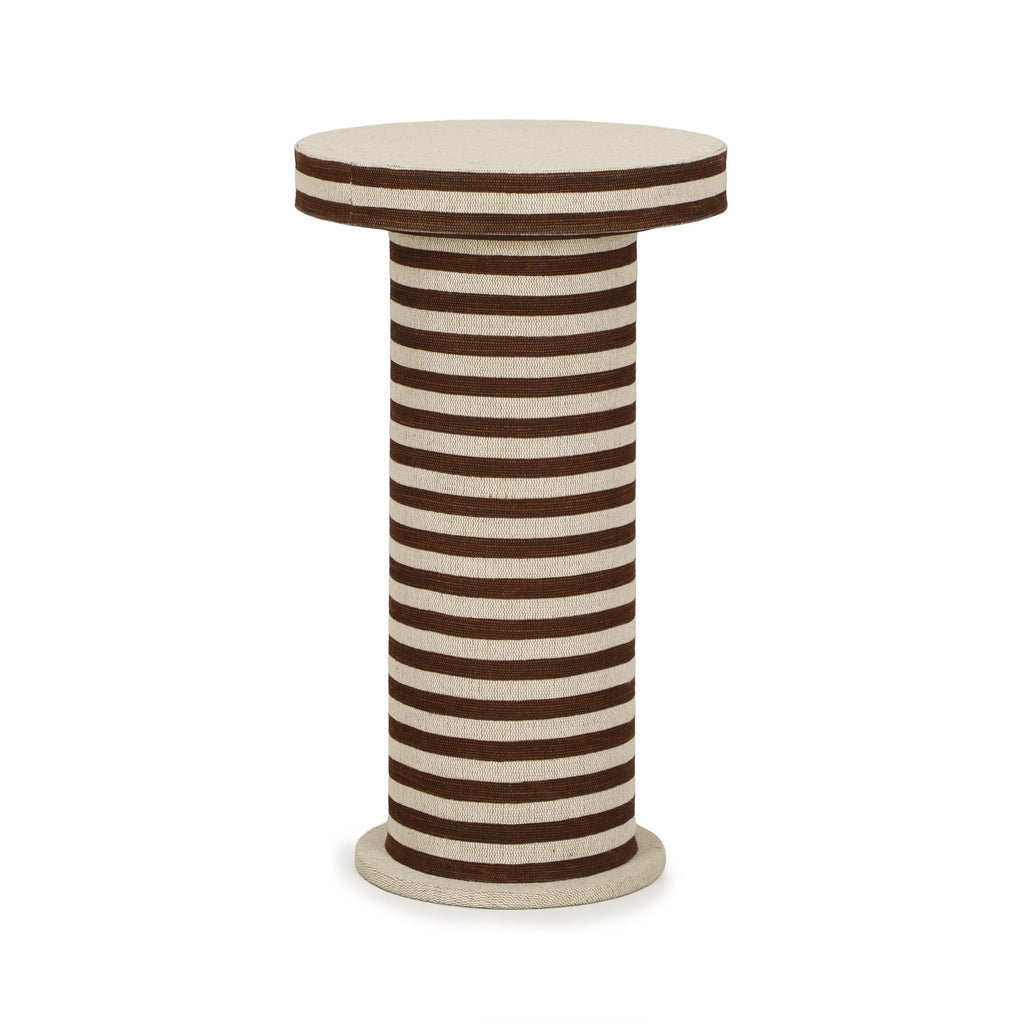 Lyra Natural Striped Cotton Jute Contract-Grade Side Table