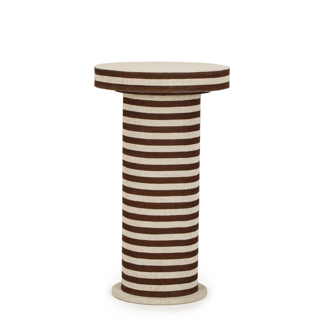 Lyra Natural Striped Cotton Jute Contract-Grade Side Table