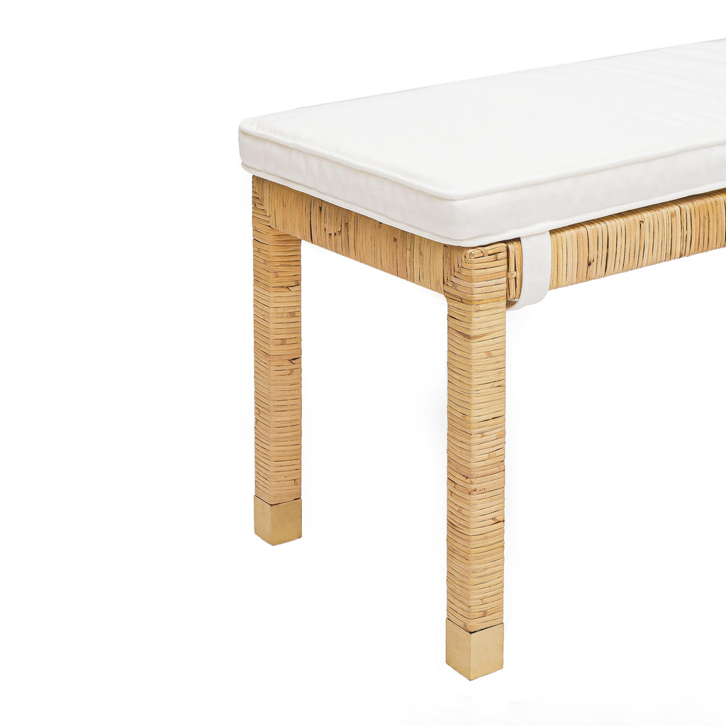 Amara 50" Woven Rattan Performance Fabric Bench