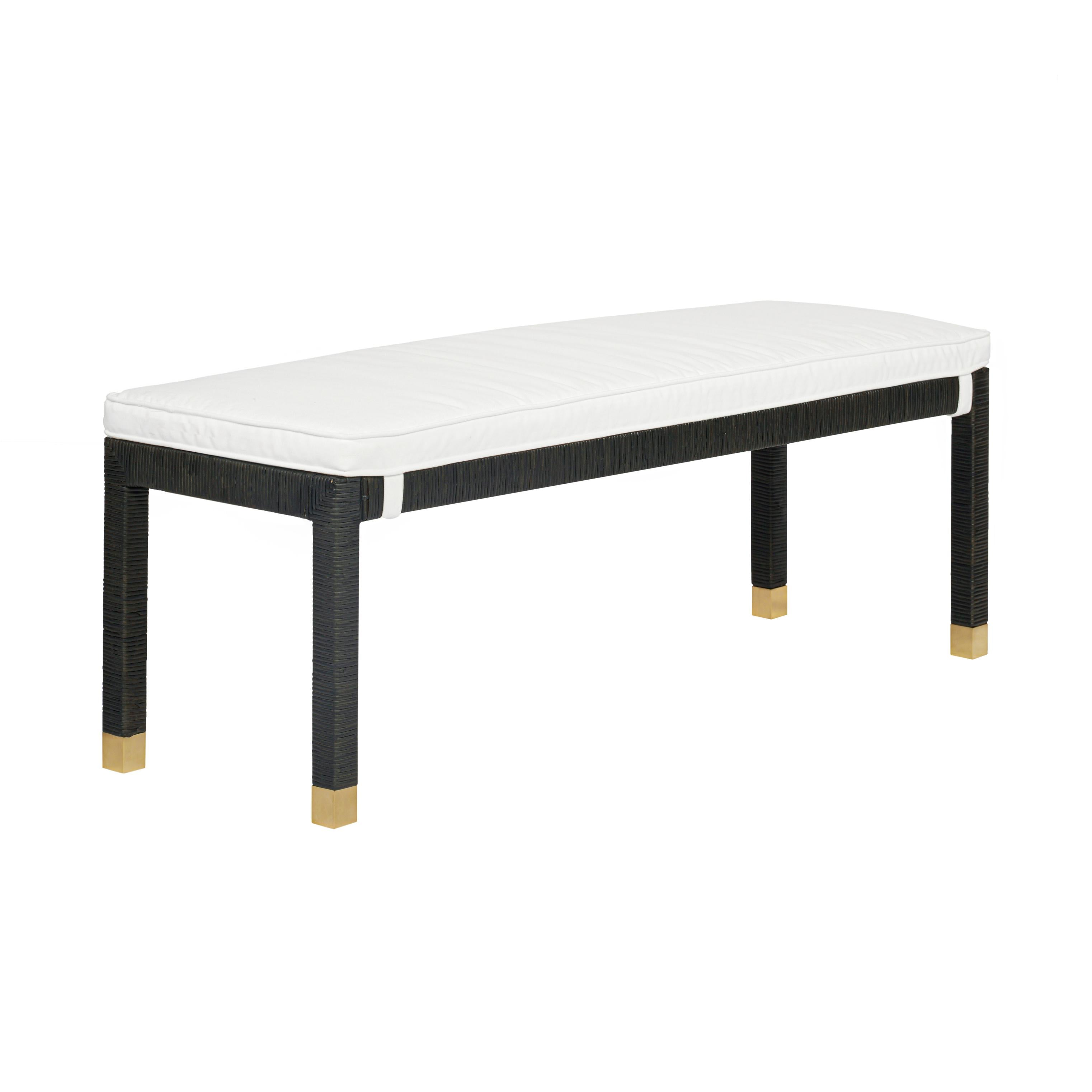 Amara 50" Woven Rattan Performance Fabric Bench