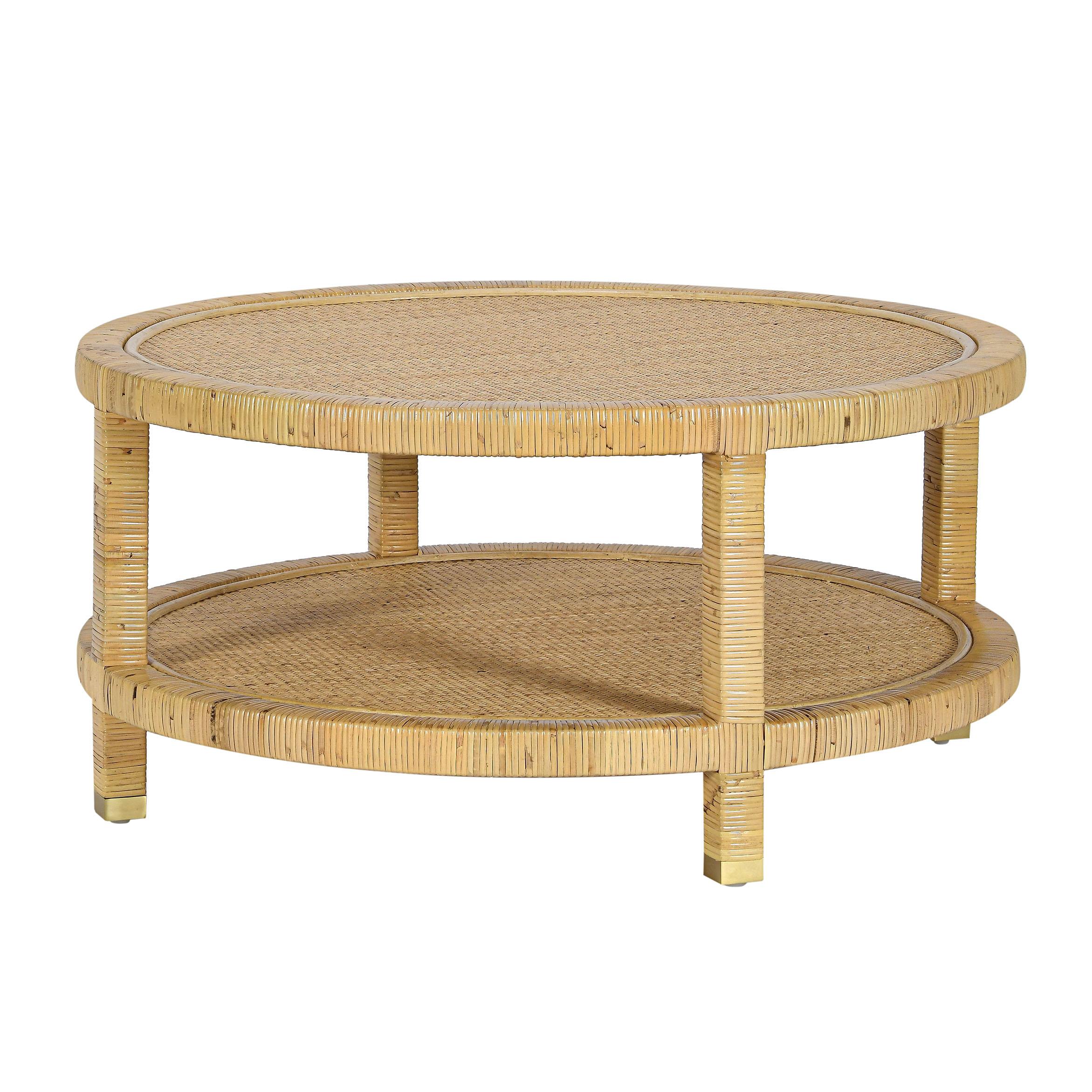 Amara 33" Natural Rattan Round Coffee Table