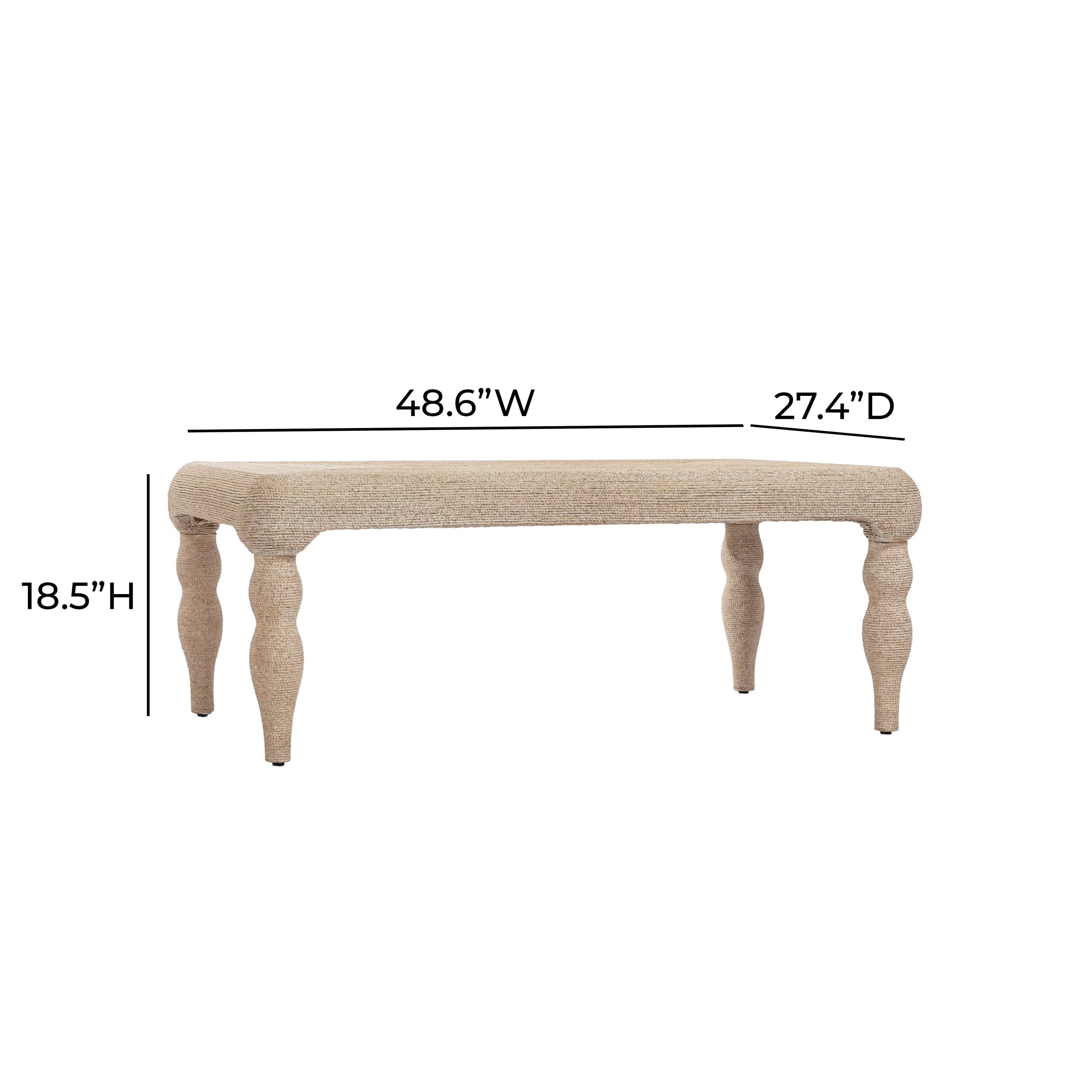 Vicky 49" Natural Woven Seagrass Rectangular Coffee Table