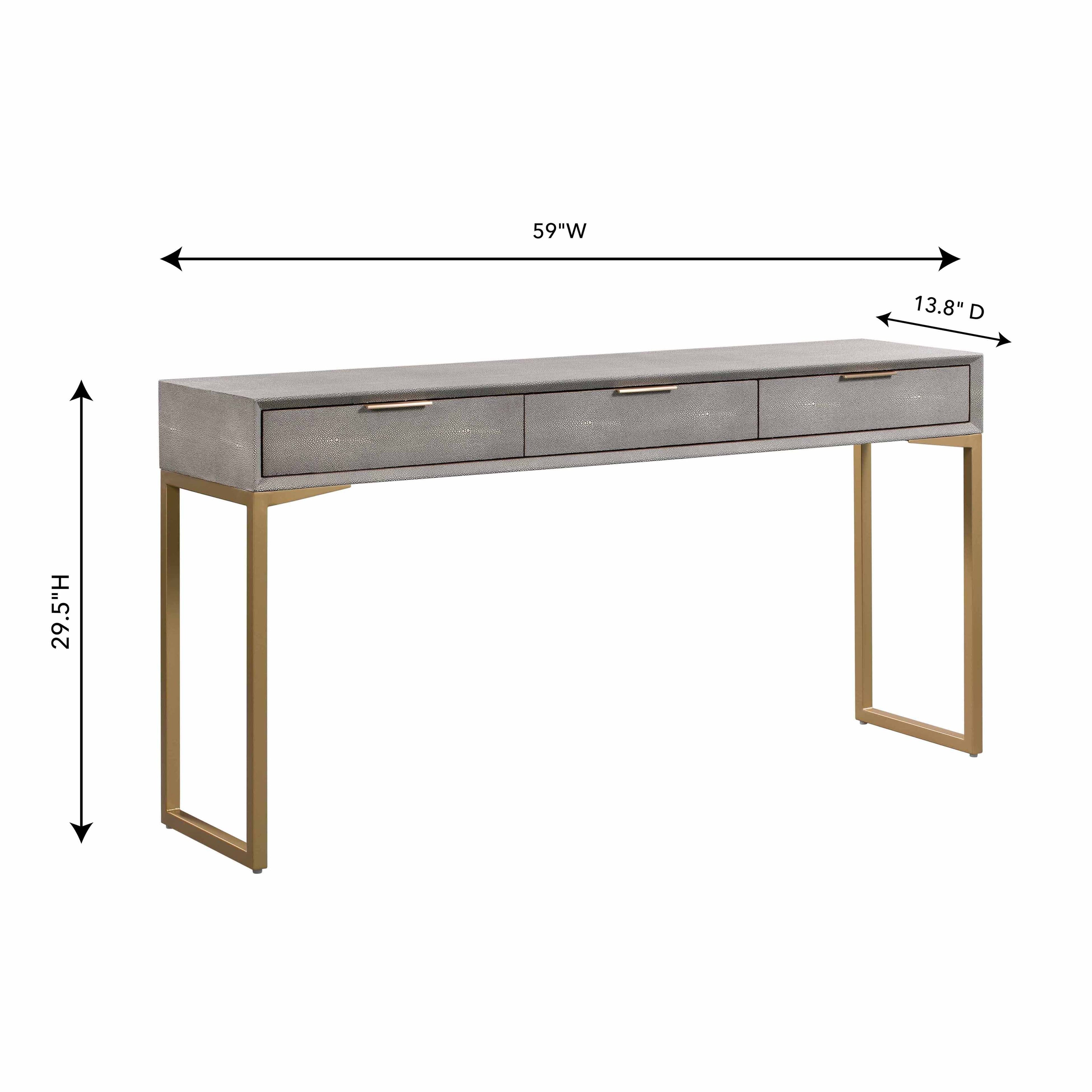Pesce 59" Faux Shagreen 3-Drawer Console Table