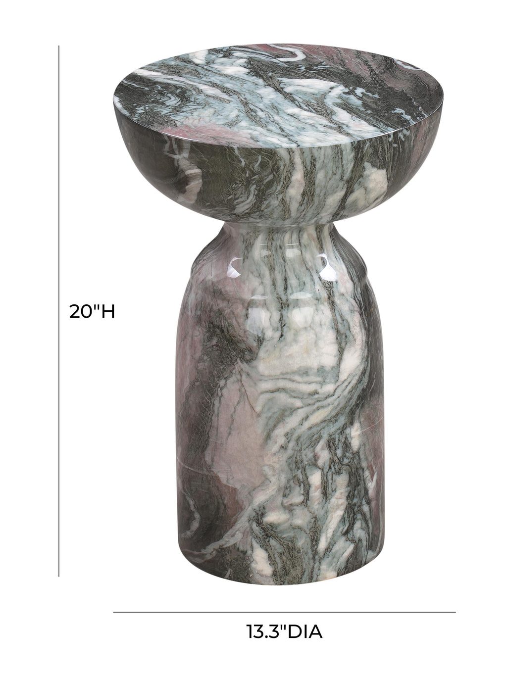 Rue Faux Marble Indoor / Outdoor Round Side Table