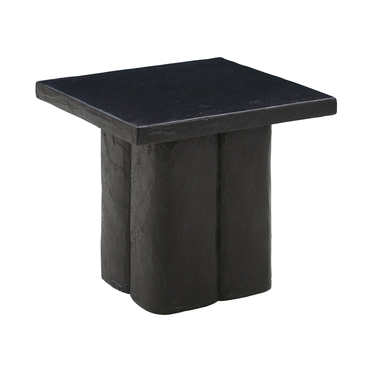 Kayla Faux Plaster Indoor / Outdoor Square Side Table — Black null