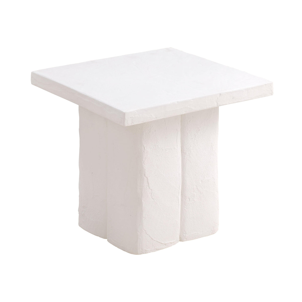 Kayla Faux Plaster Indoor / Outdoor Square Side Table — White null