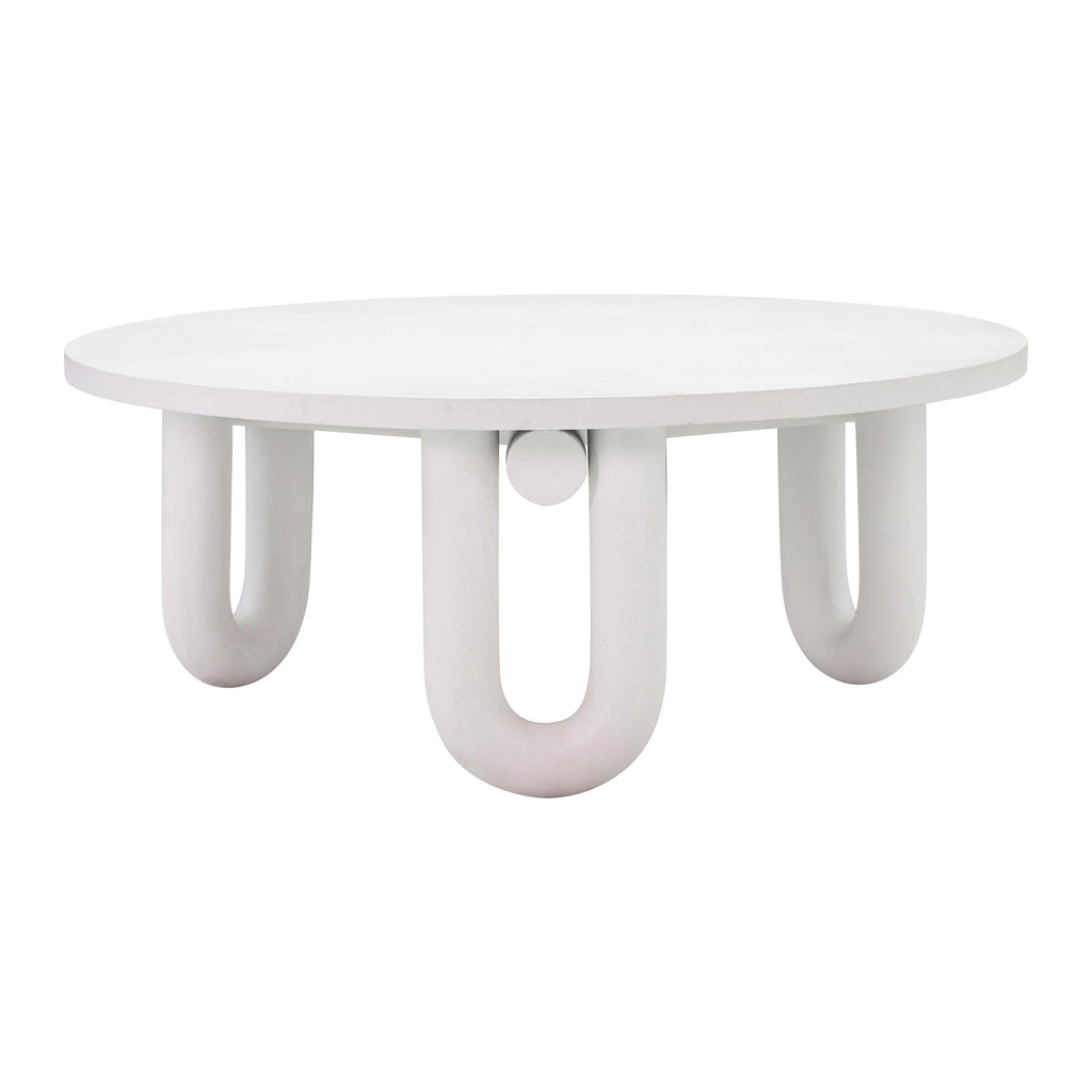 Tildy 39" White Concrete Indoor / Outdoor Round Coffee Table