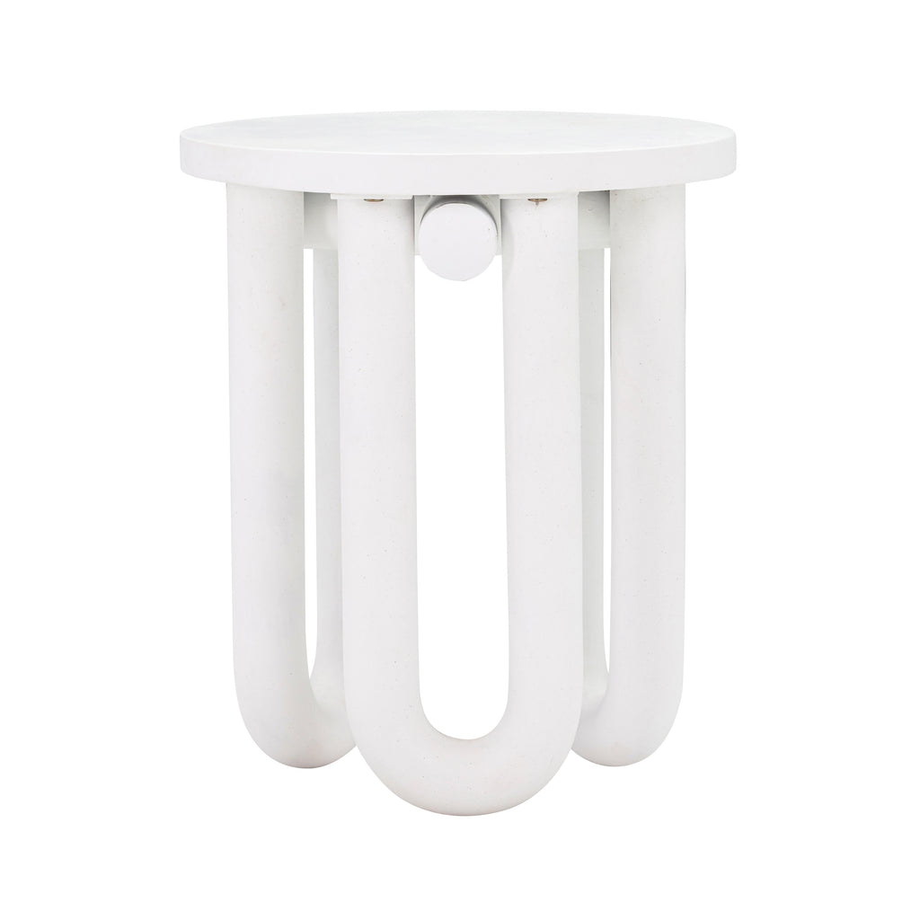 Tildy White Concrete Indoor / Outdoor Round Side Table