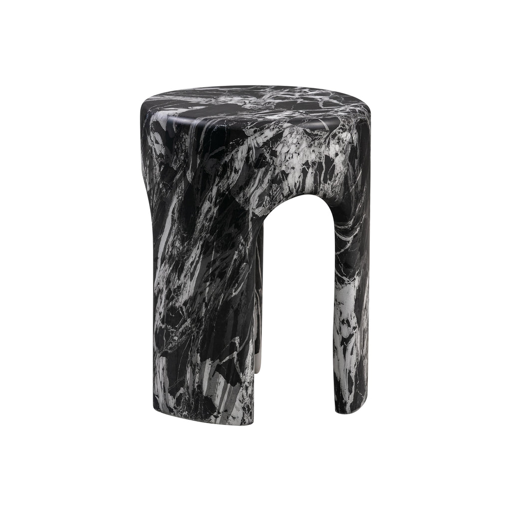 Marisol Black Faux Marble Side Table