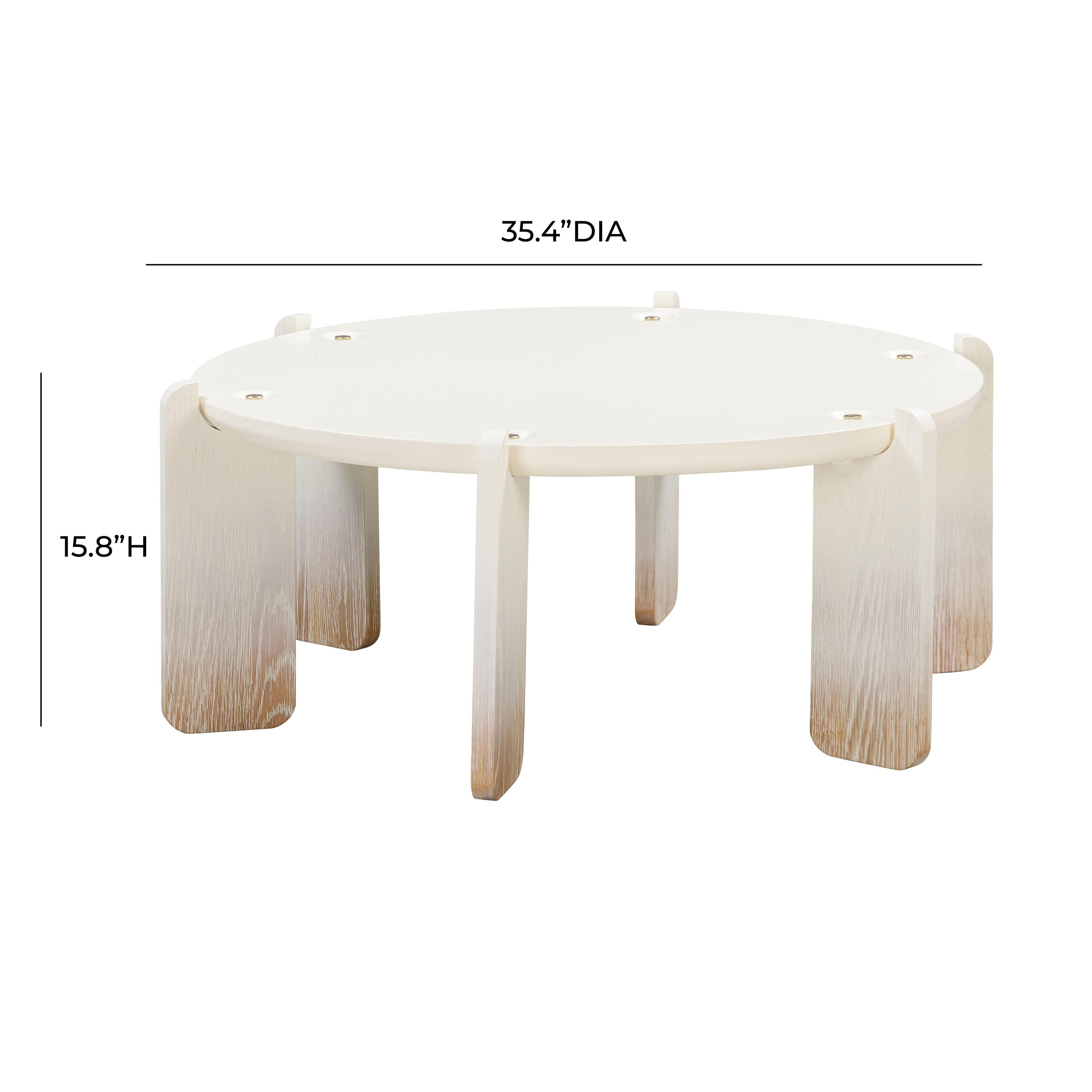 Gloria 35" Cream Oak Round Coffee Table