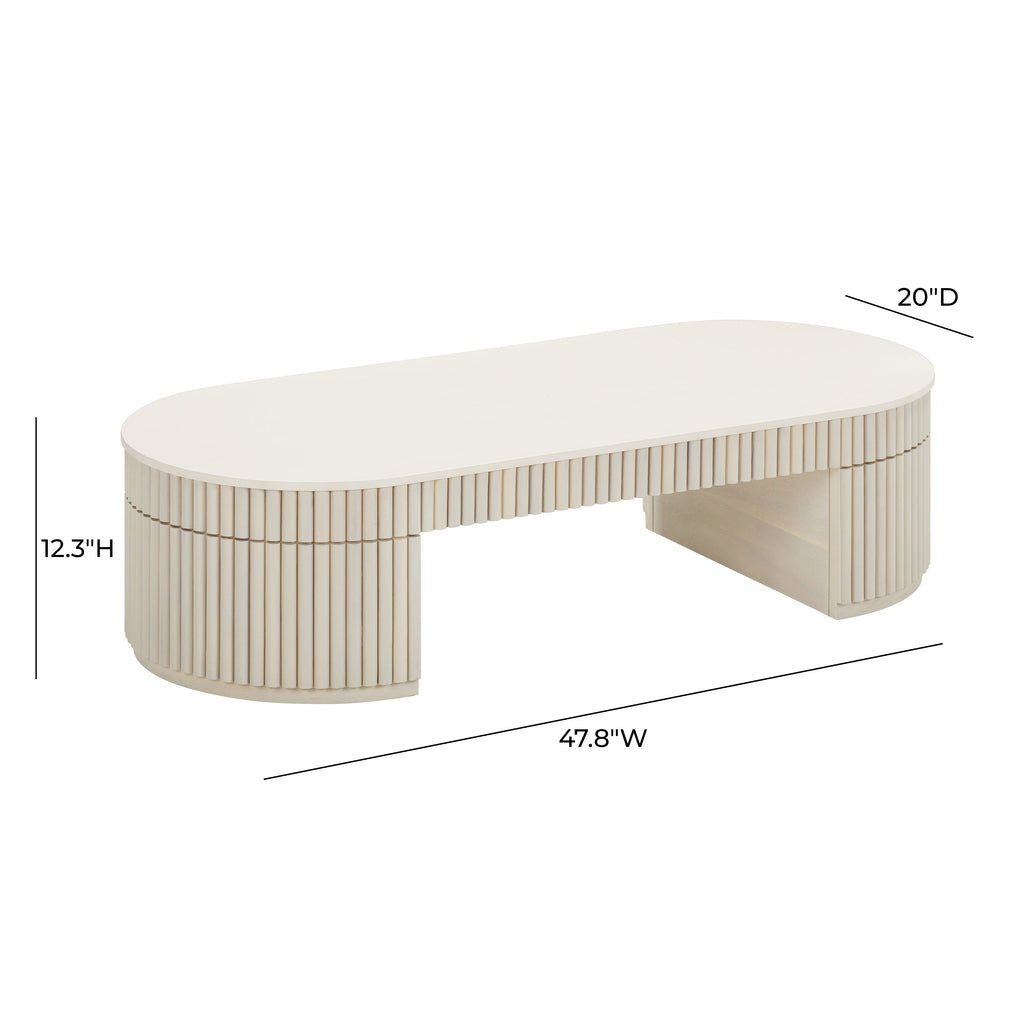 Bella 48" Cream Oval Coffee Table