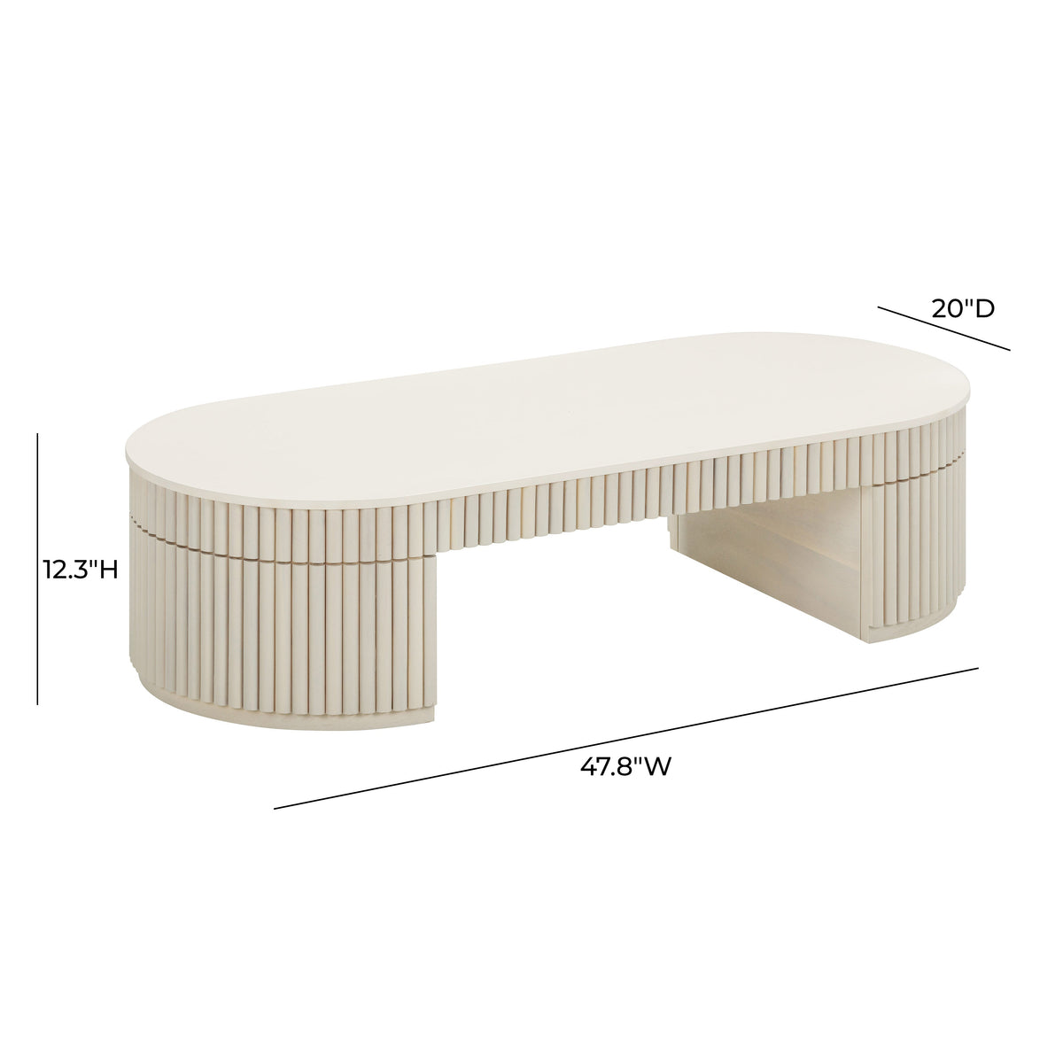 Bella 48" Cream Oval Coffee Table