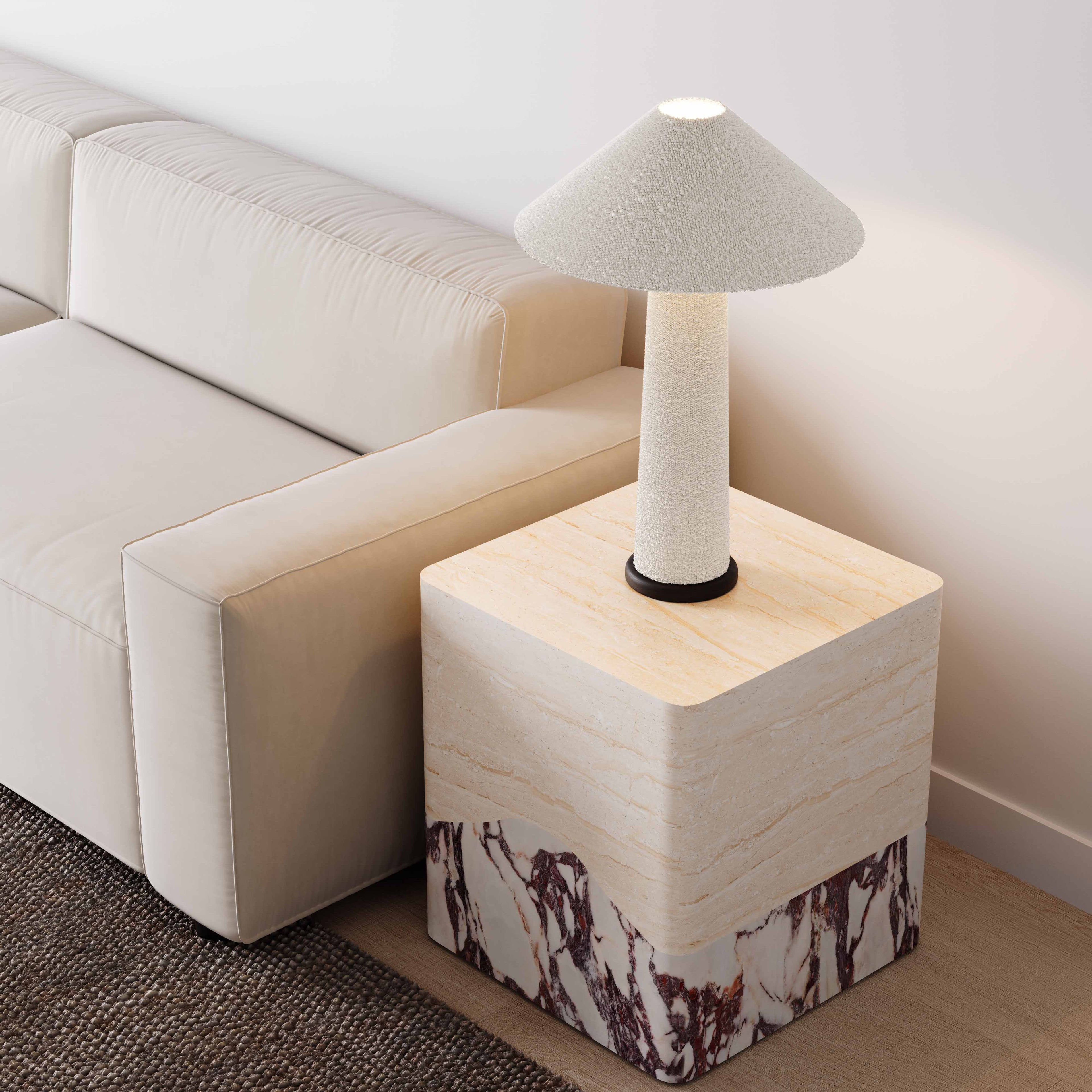 Brut Faux Travertine &amp; Breccia Concrete Indoor/Outdoor Side Table