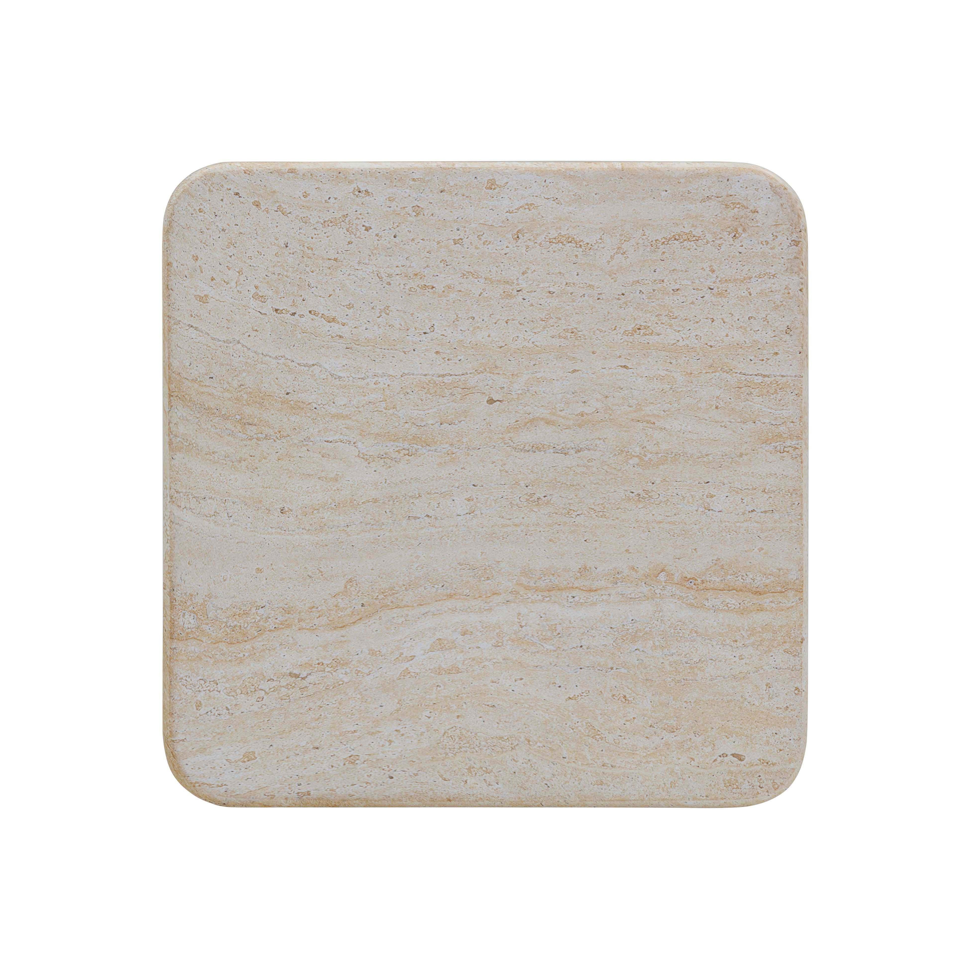 Brut Faux Travertine &amp; Breccia Concrete Indoor/Outdoor Side Table
