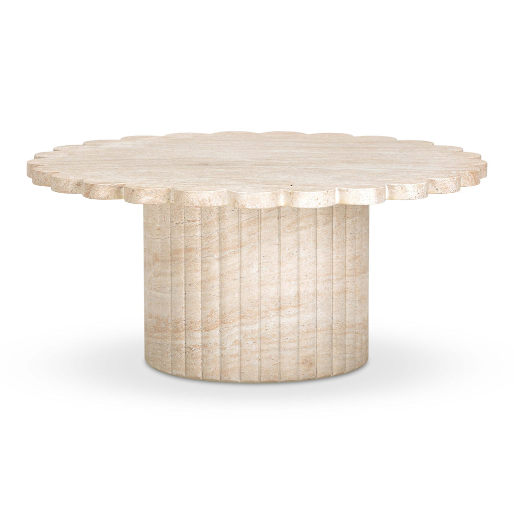 Blossom 36" Washed Faux Travertine Finish Indoor/Outdoor Round Coffee Table