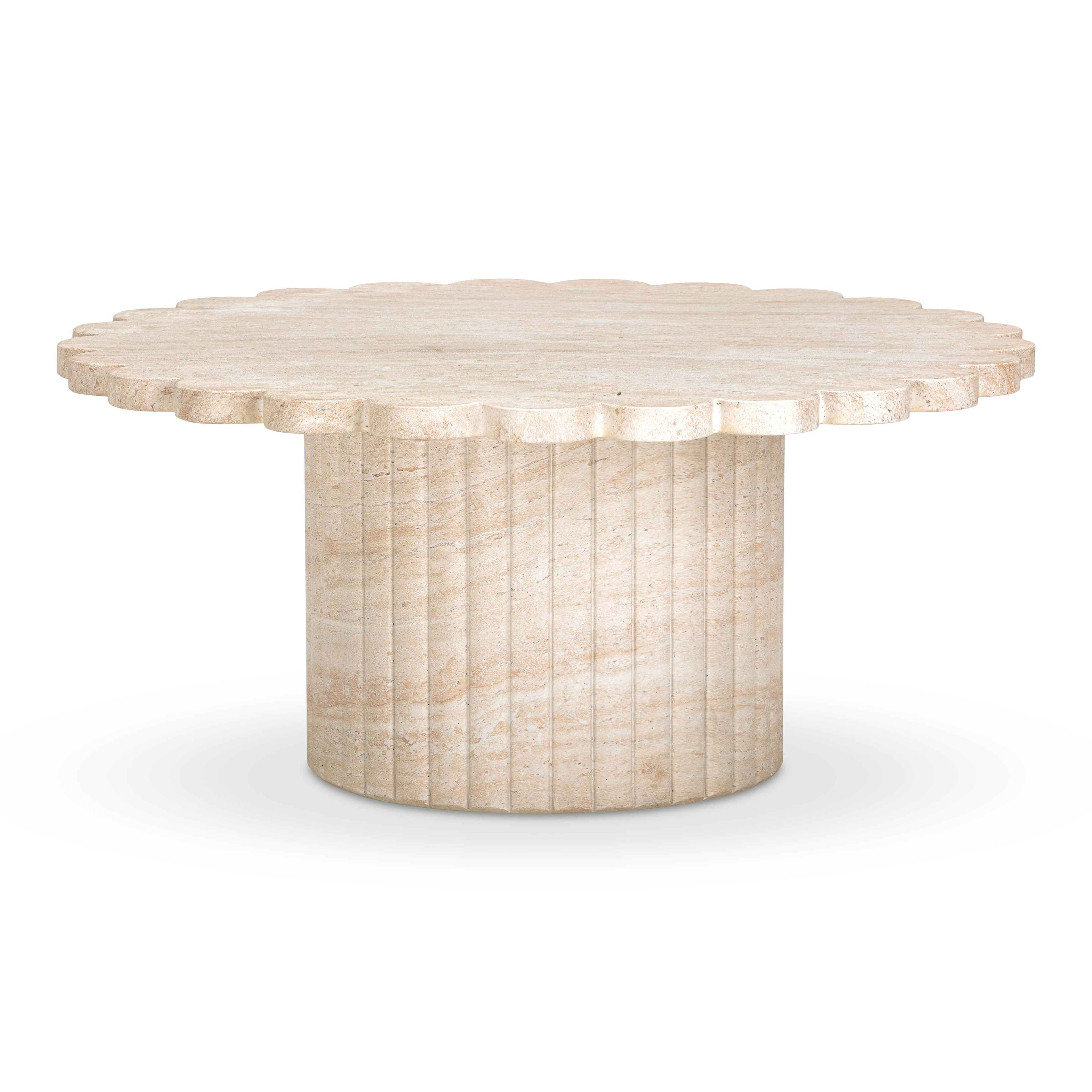 Blossom 36" Washed Faux Travertine Finish Indoor/Outdoor Round Coffee Table