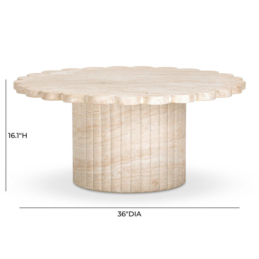 Blossom 36" Washed Faux Travertine Finish Indoor/Outdoor Round Coffee Table