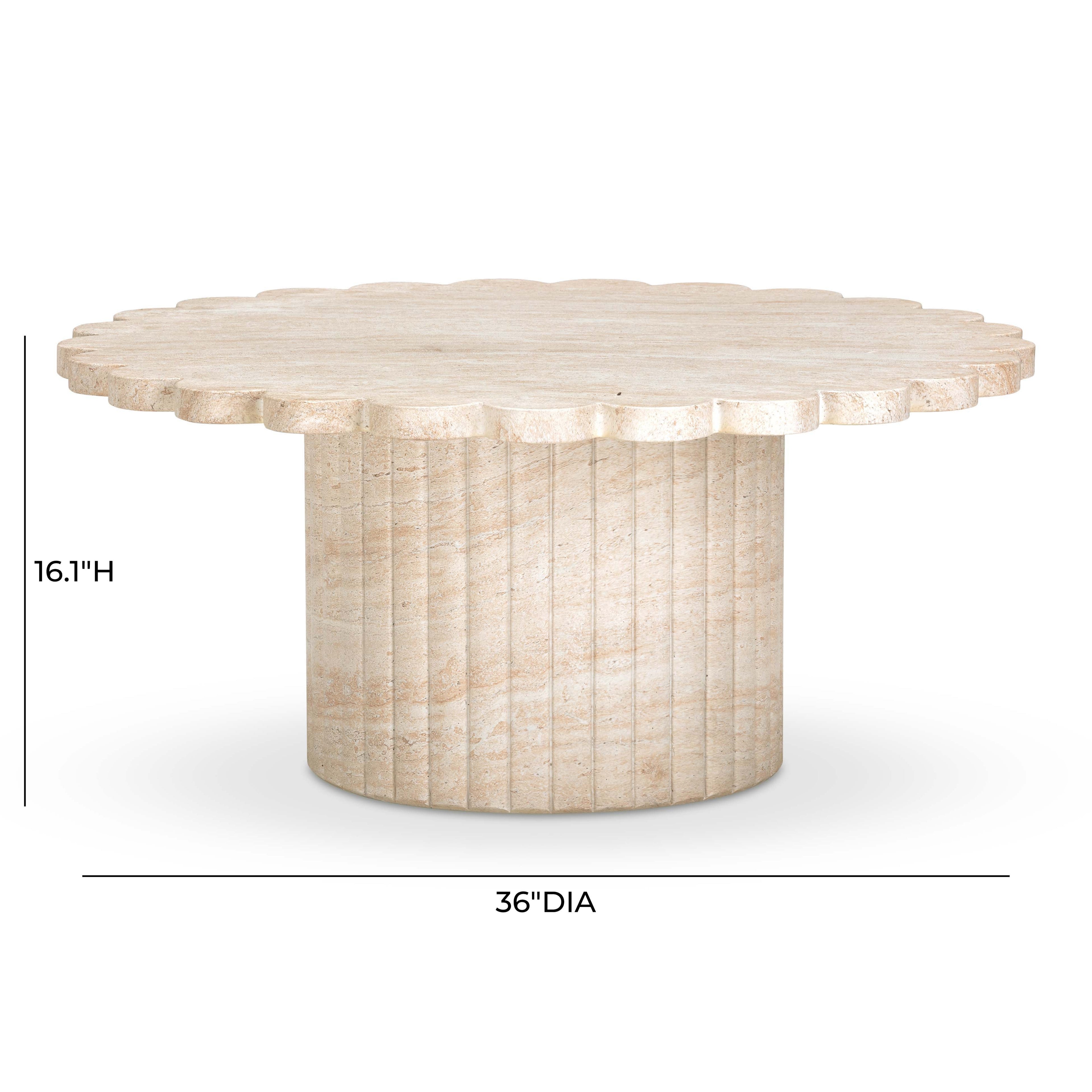 Blossom 36" Washed Faux Travertine Finish Indoor/Outdoor Round Coffee Table