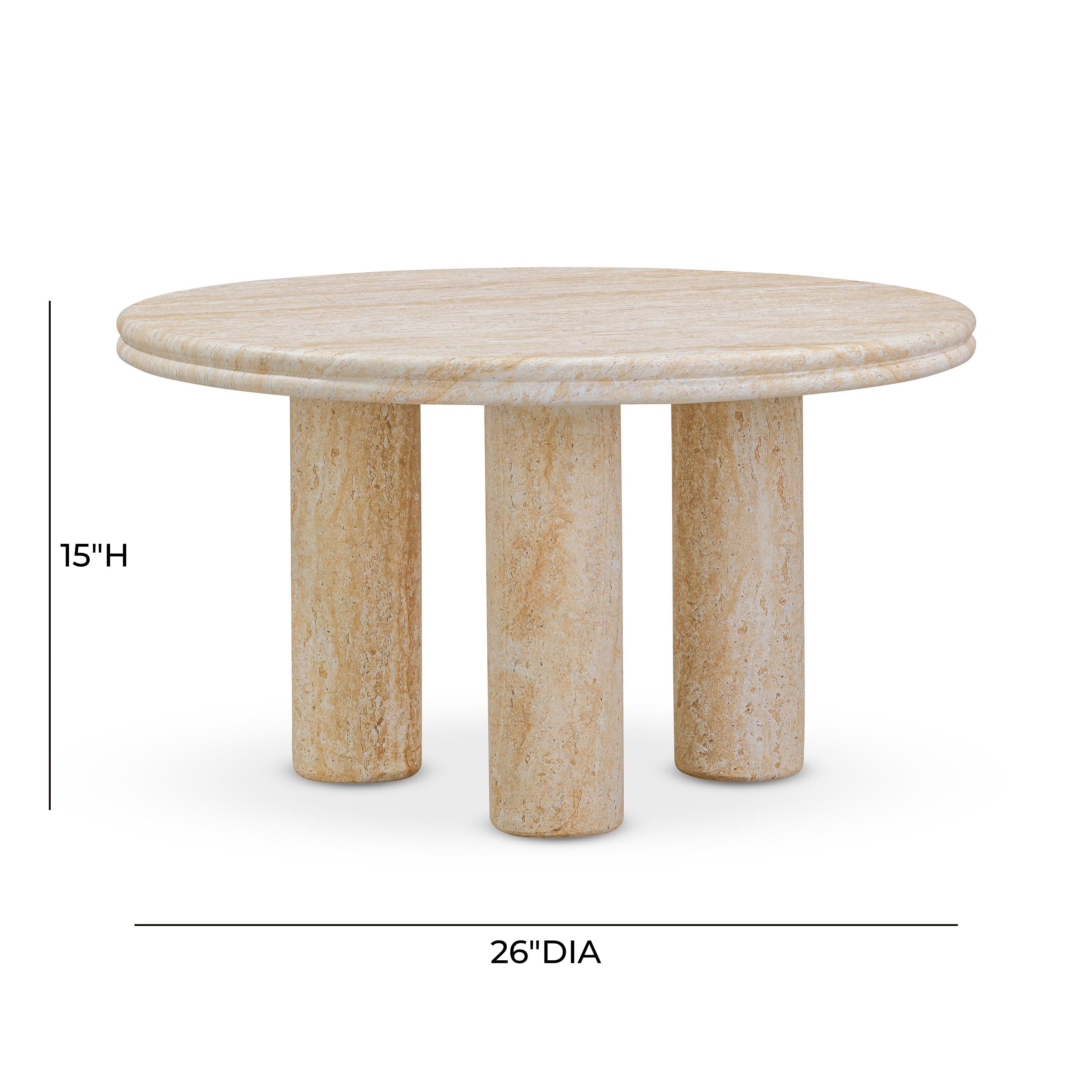 Amora 2-Piece Faux Travertine Indoor/Outdoor Nesting Accent Table Set