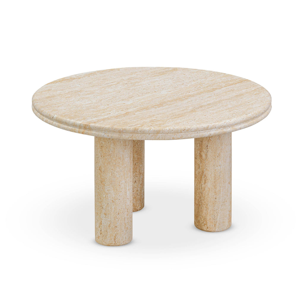 Amora Faux Travertine Indoor/Outdoor Round Accent Table (26"-32")