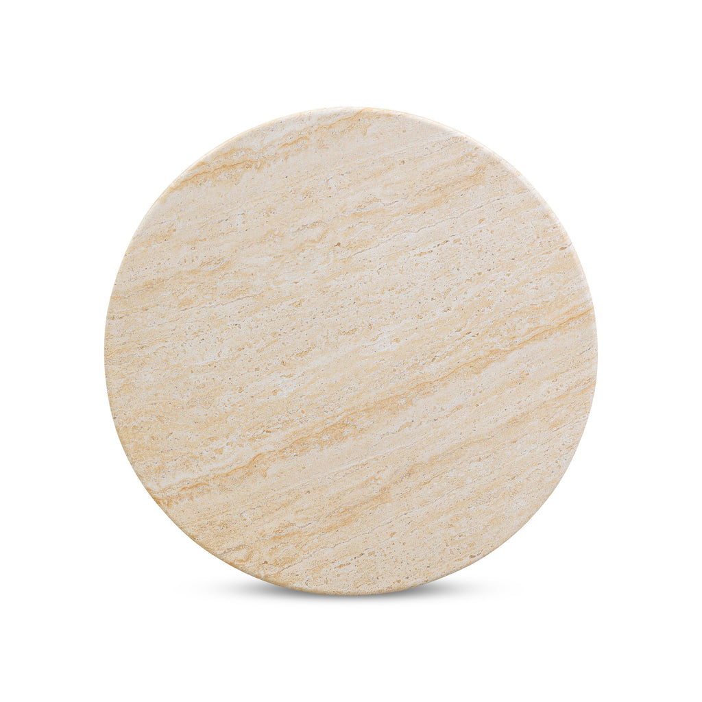 Amora Faux Travertine Indoor/Outdoor Round Accent Table (26"-32")