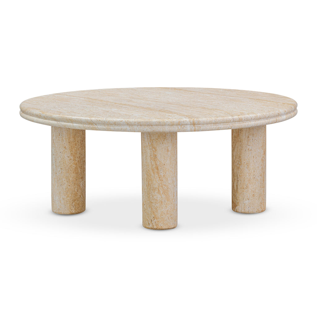 Amora 2-Piece Faux Travertine Indoor/Outdoor Nesting Accent Table Set