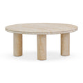 Amora Faux Travertine Indoor/Outdoor Round Accent Table (26"-32")